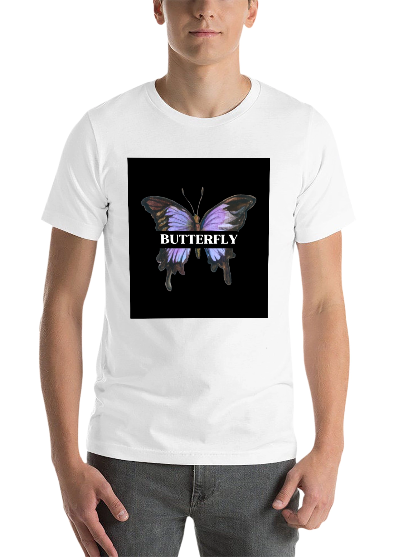 Black Butterfly Graphic Print Black T-Shirt view 14