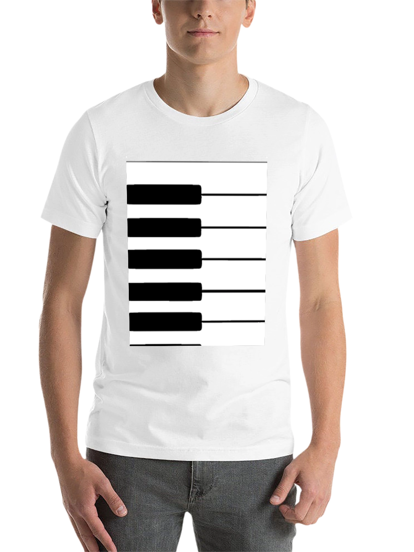 Black Piano Keys Graphic Tee - Black Cotton T-Shirt view 14