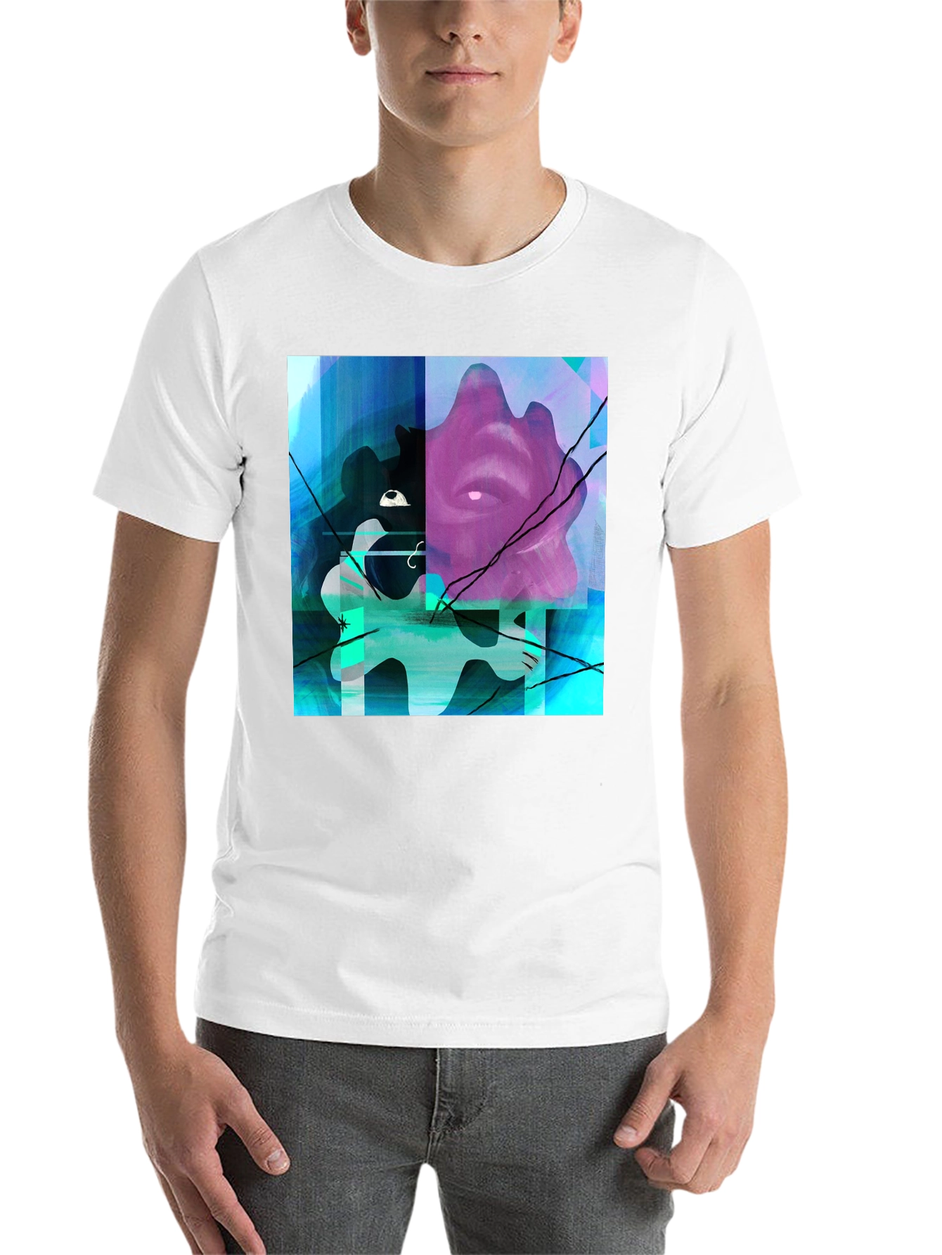 Black Abstract Graphic Print Black T-Shirt view 14