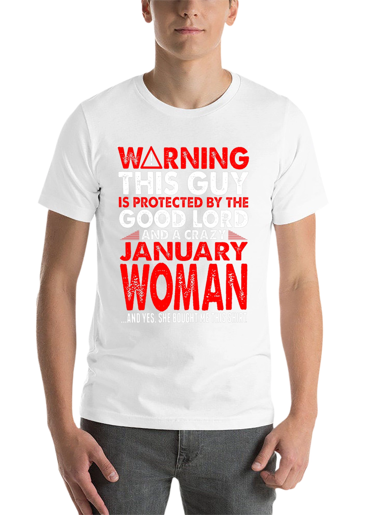 Black Warning! Protected by January Woman T-Shirt view 14