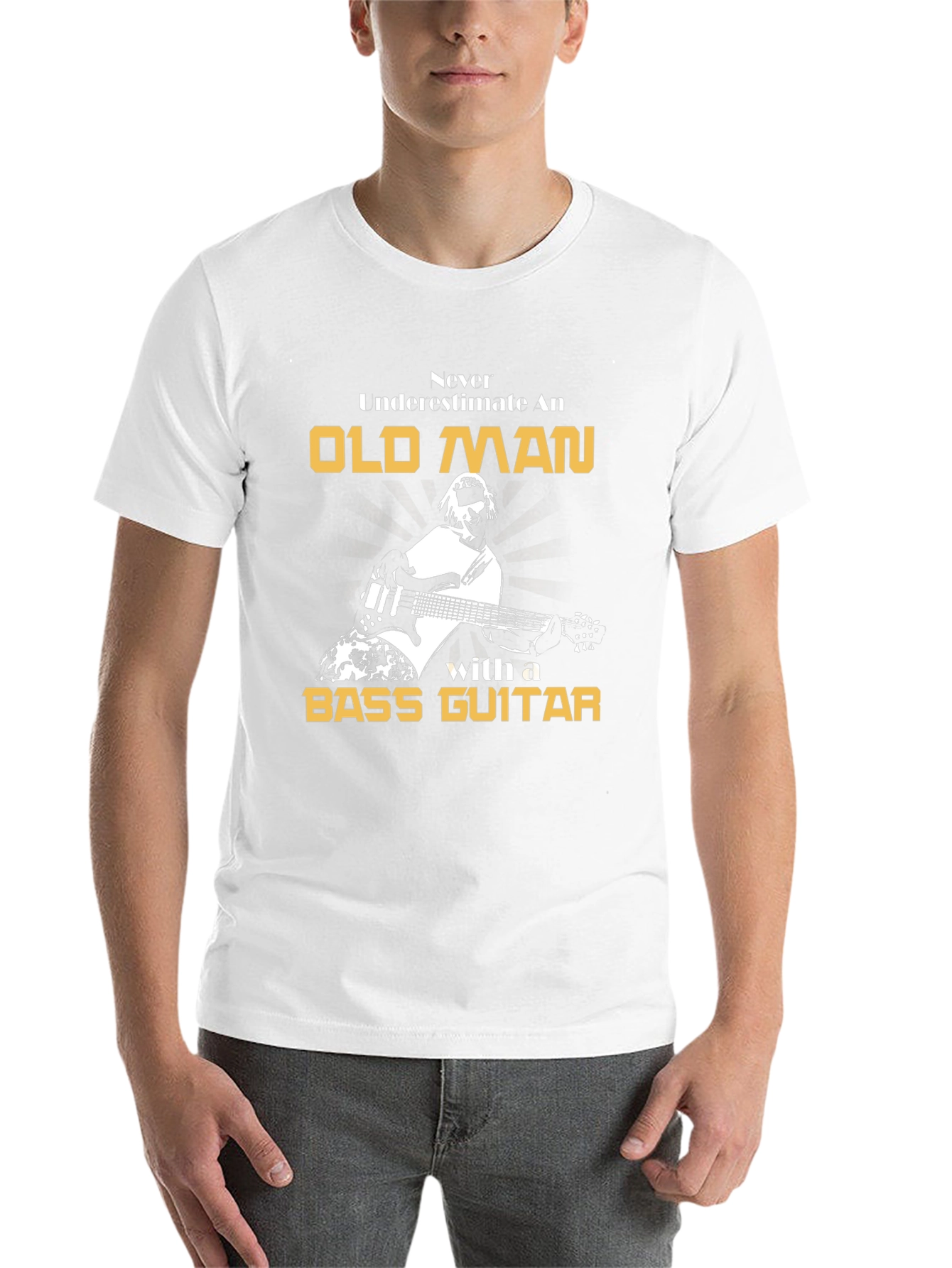 Black Old Man Bass Guitar Graphic T-Shirt view 14