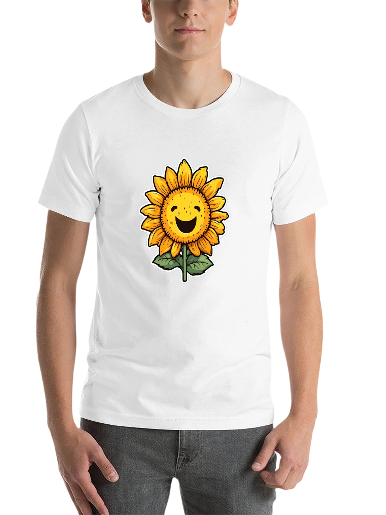 Black Smiling Sunflower Graphic Tee - Unisex view 14