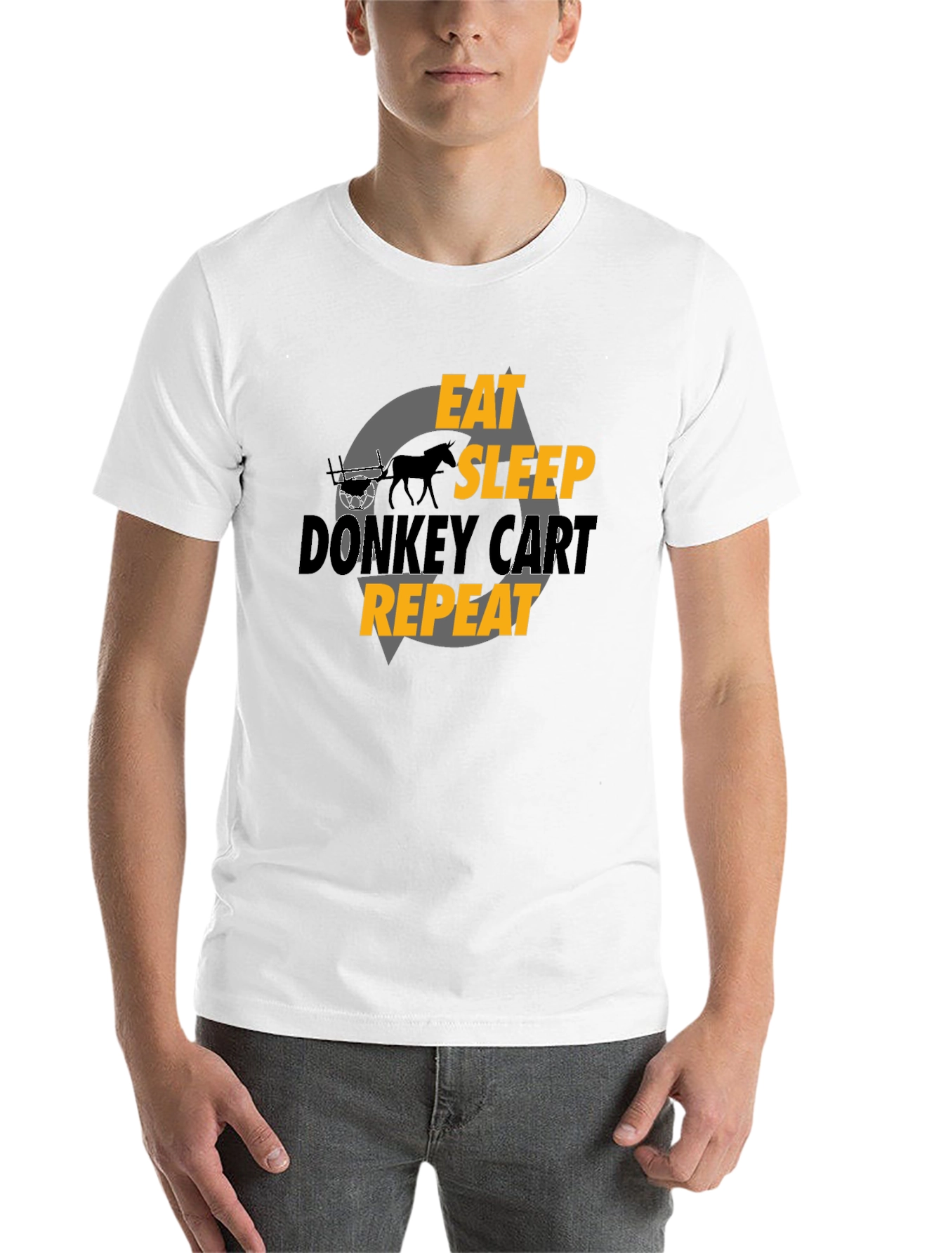 Black Eat Sleep Donkey Cart Repeat - Graphic T-Shirt view 14