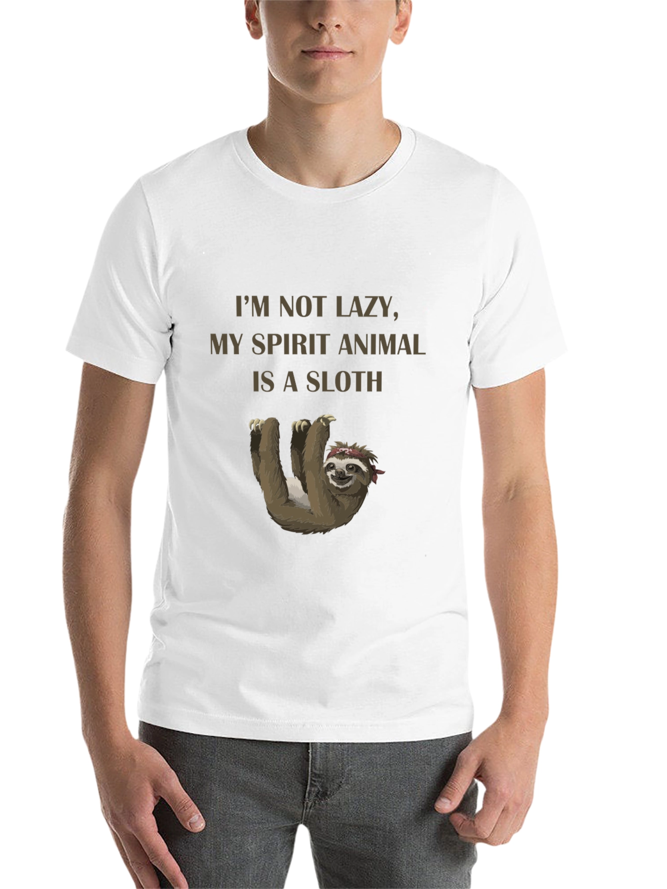 Black I'm Not Lazy Sloth Graphic T-Shirt view 14