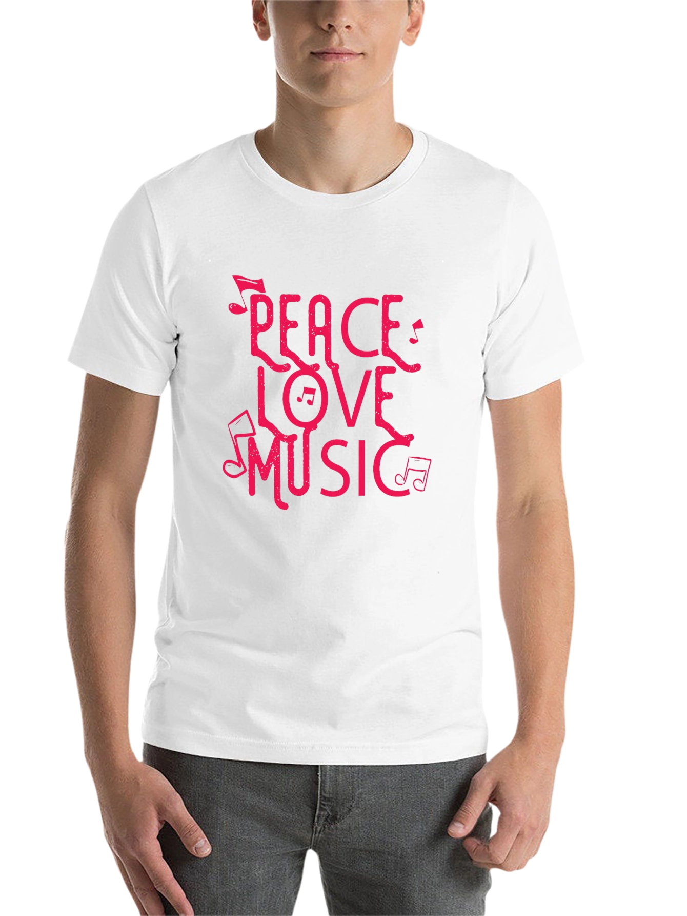 Black Peace Love Music Black Graphic T-Shirt view 14