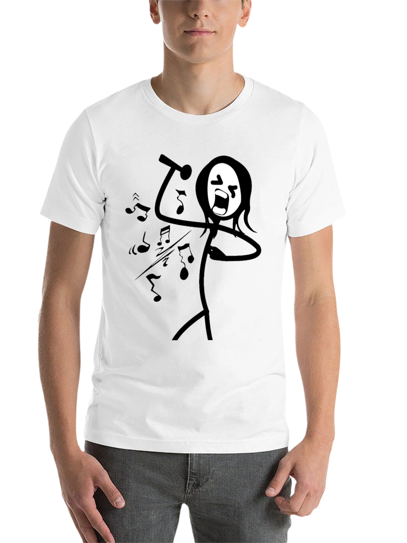 Black Singing Stick Figure Graphic Tee - Black Cotton view 14