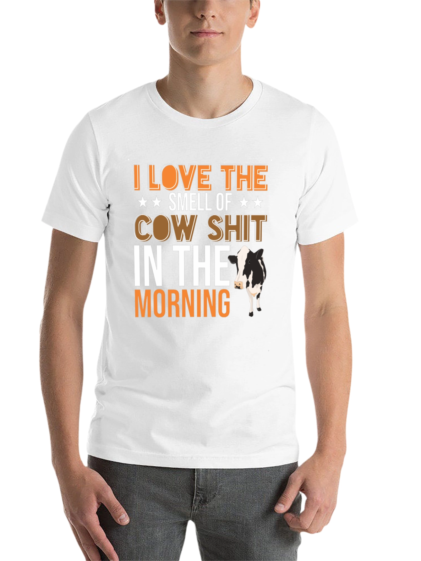 Black I Love The Smell of Cow Shit Funny T-Shirt view 14