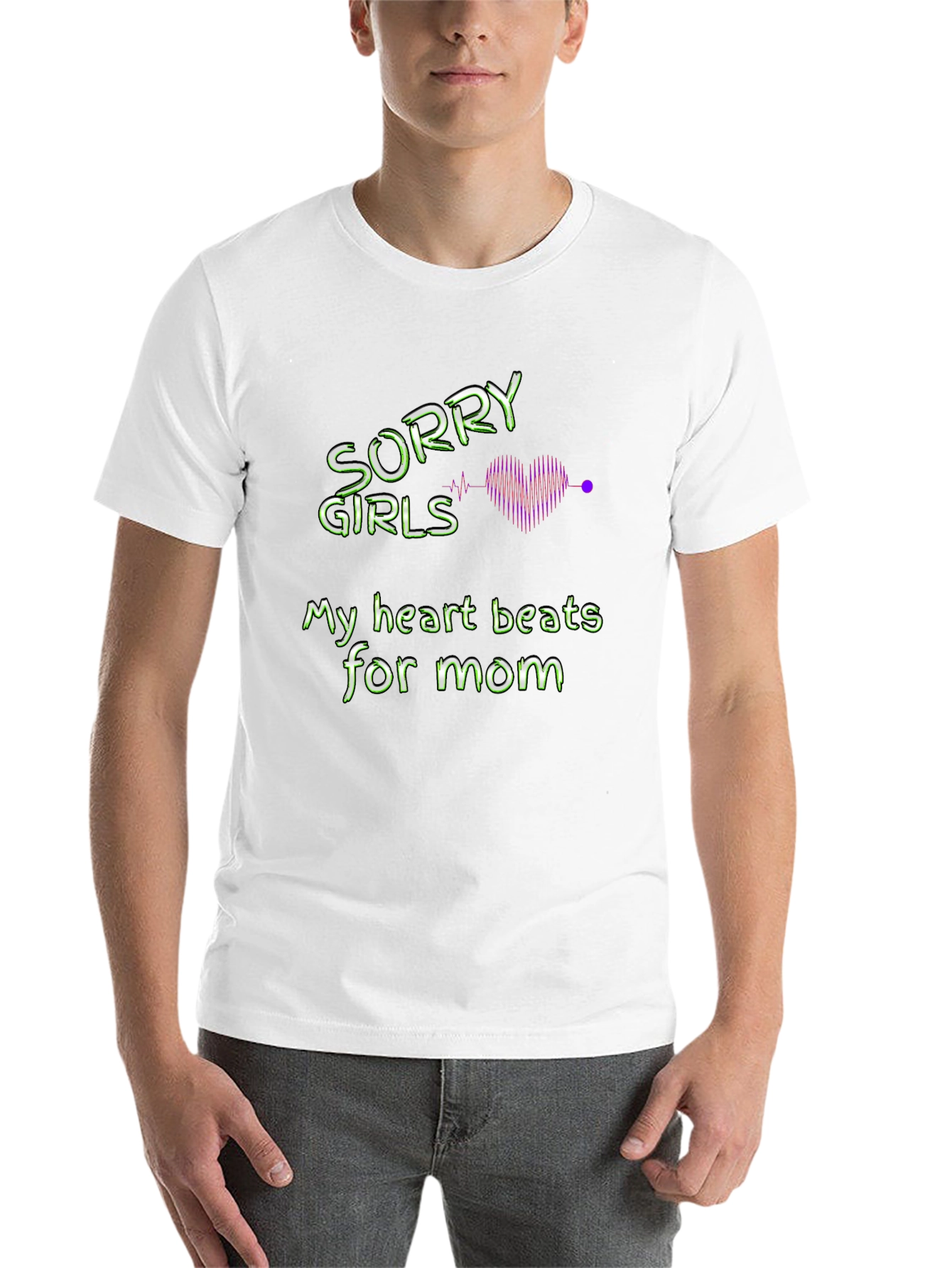 Black Sorry Girls My Heart Beats For Mom T-Shirt view 14