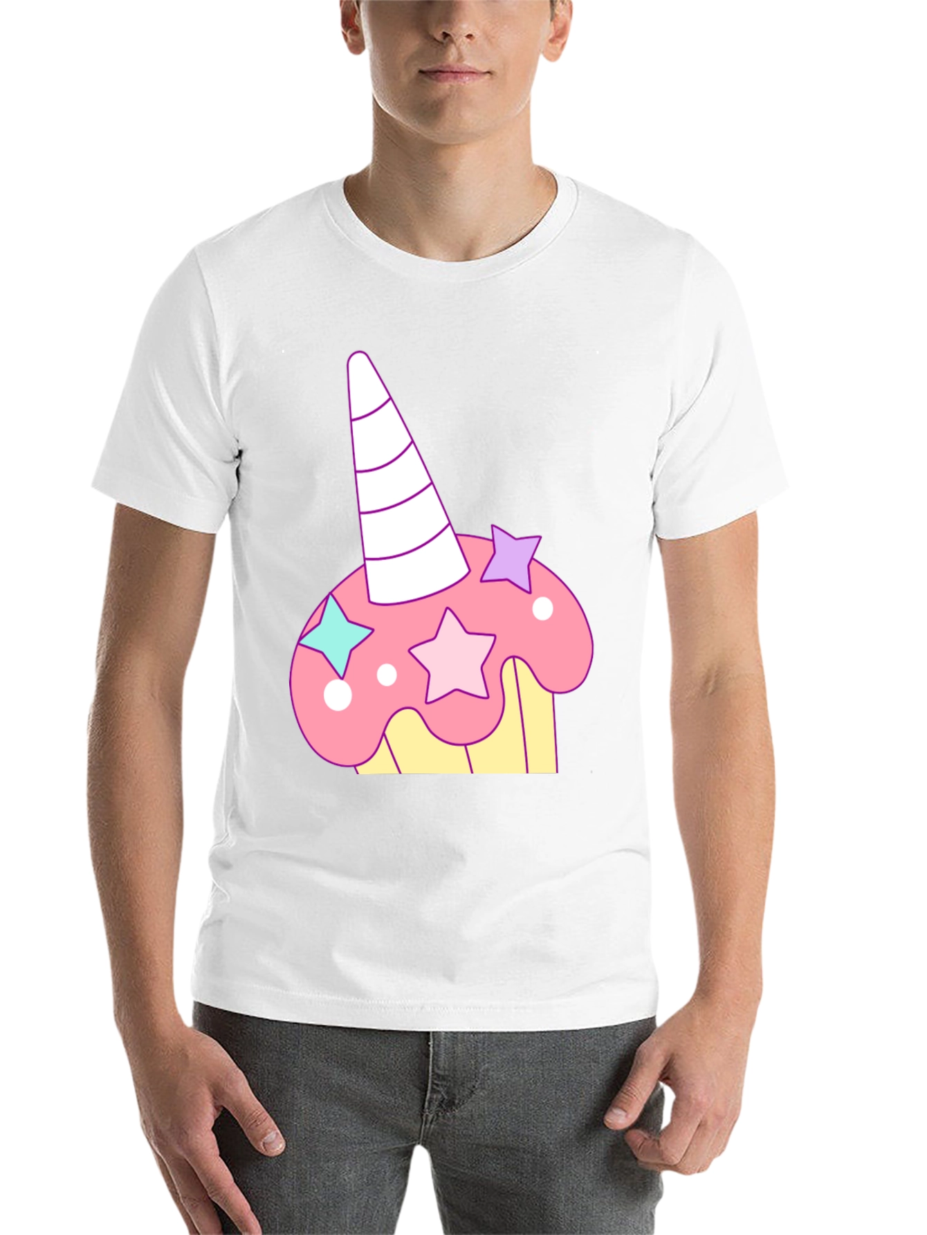 Black Unicorn Cupcake Graphic Tee - Whimsical Black T-Shirt view 14