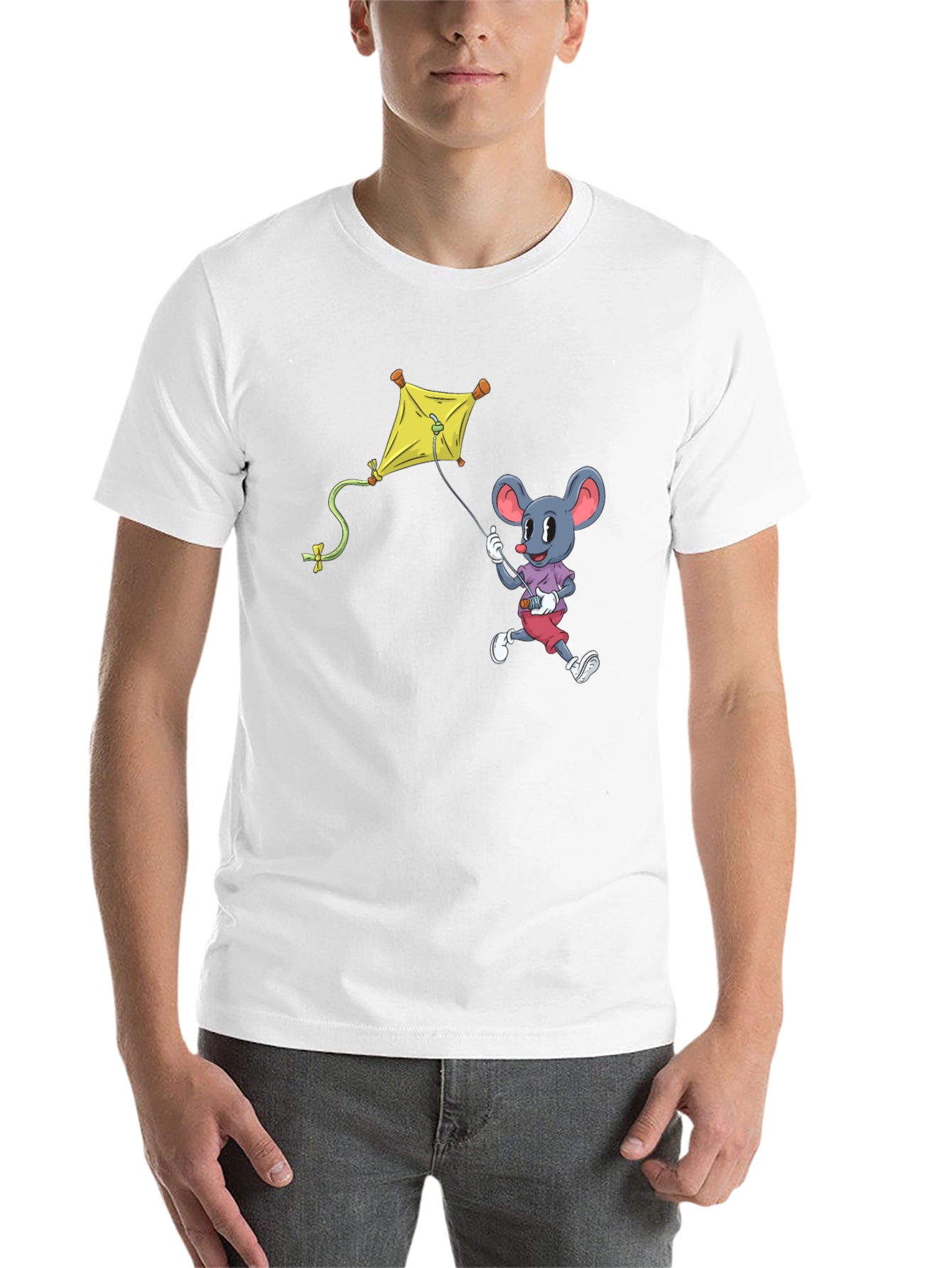 Black Mouse Kite T-Shirt - Cartoon Graphic Tee view 14