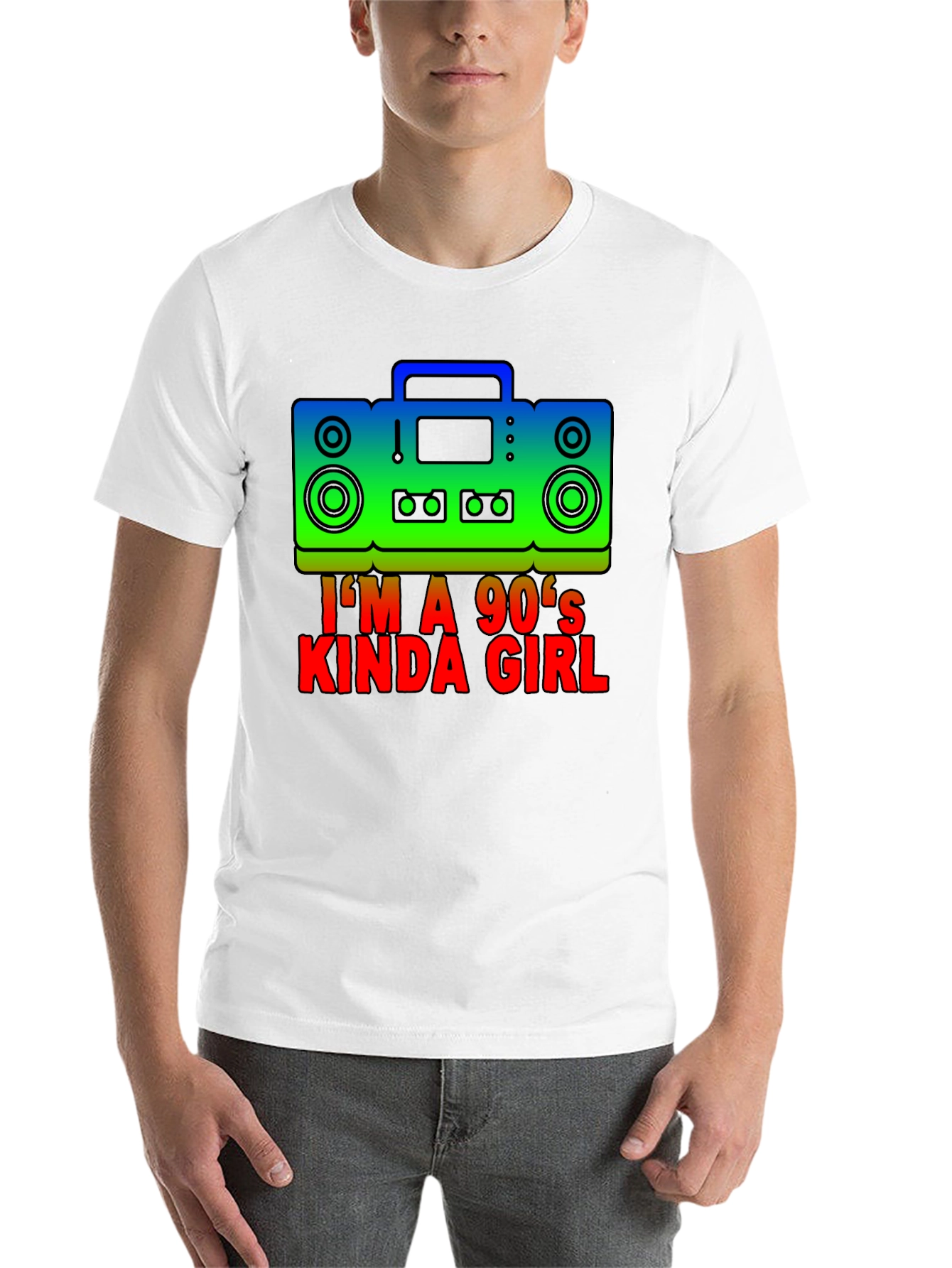 Black I'm a 90's Kinda Girl Retro Boombox T-Shirt view 14