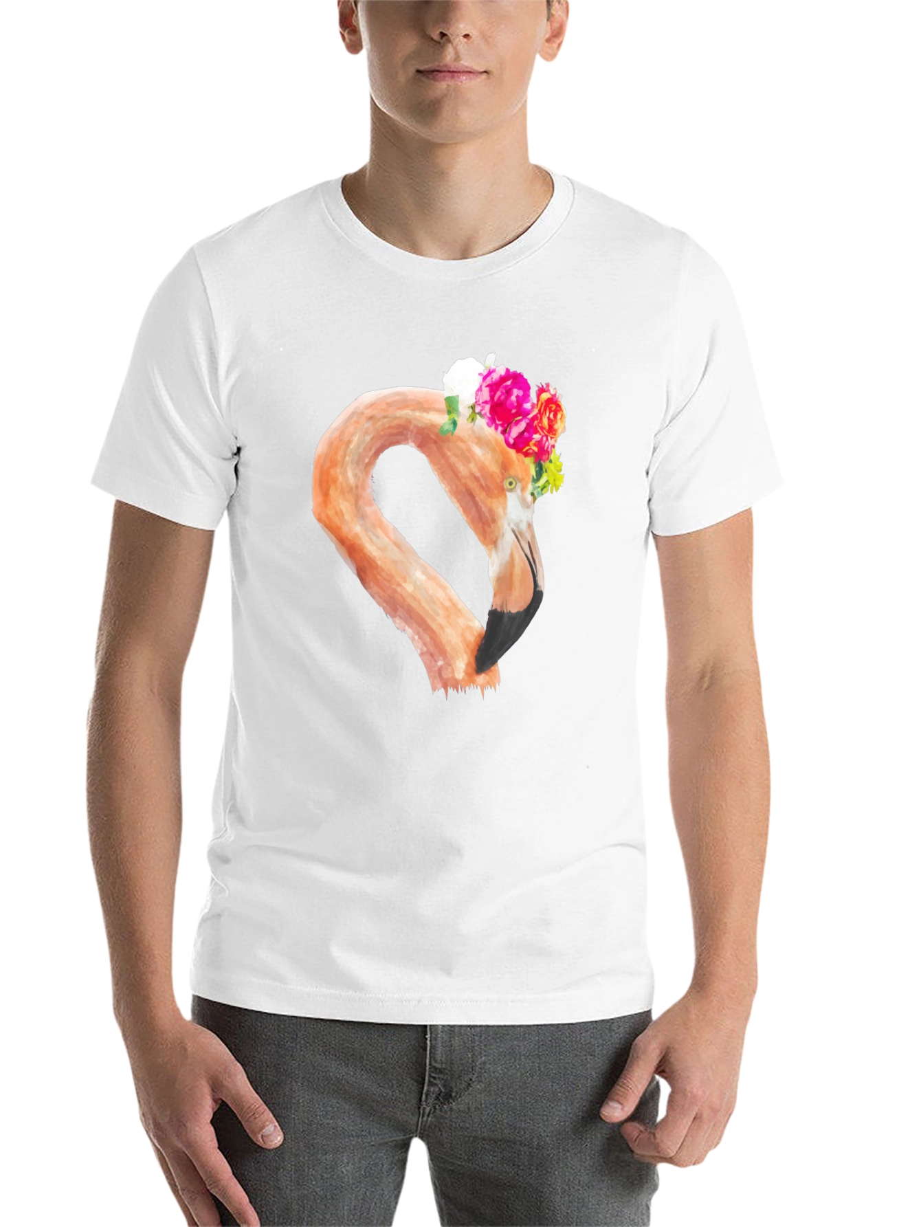 Black Floral Flamingo Graphic Tee - Black T-Shirt view 14