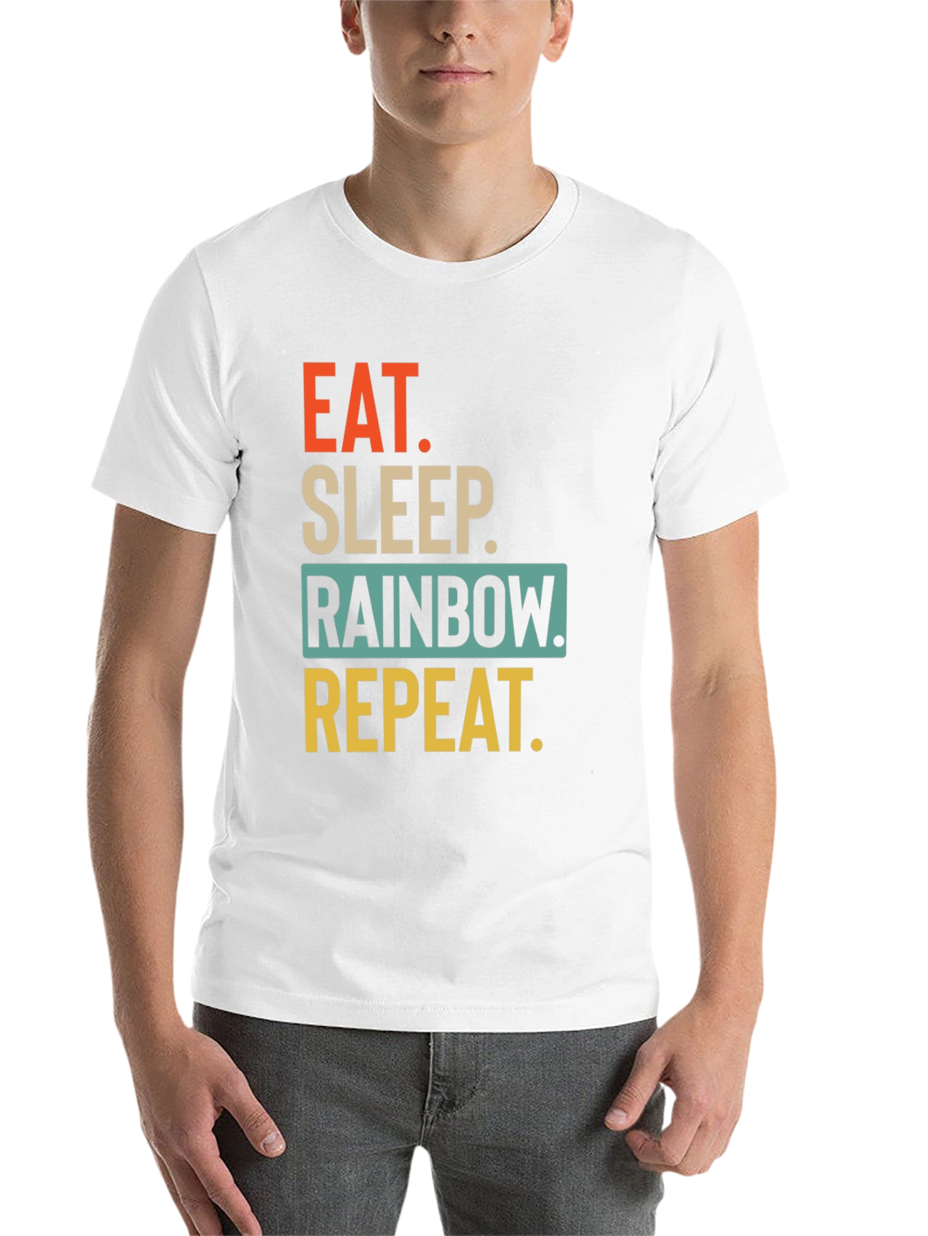 Black Eat Sleep Rainbow Repeat Graphic T-Shirt view 14