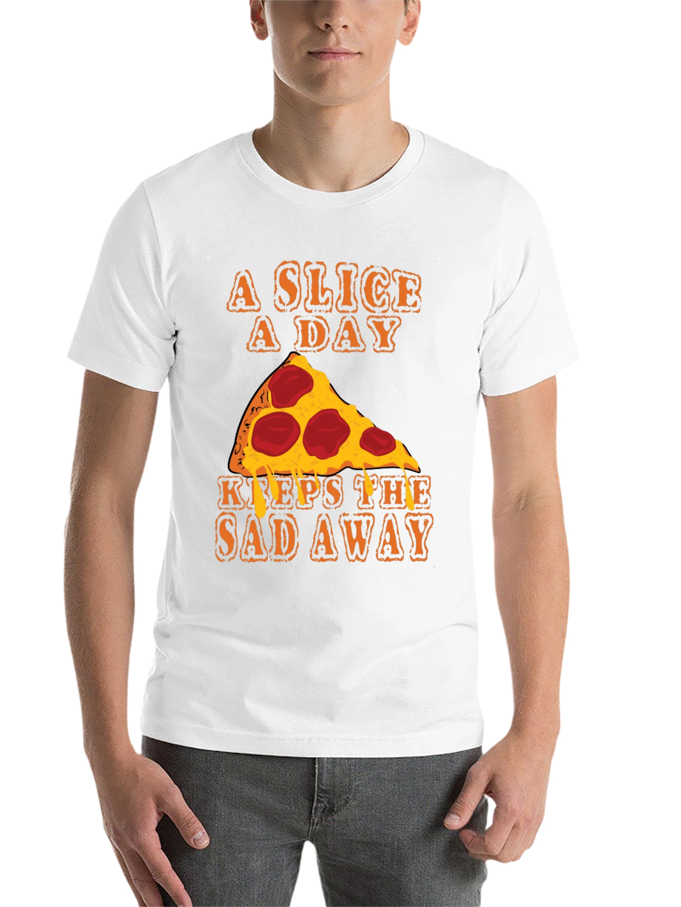 Black Pizza Slice A Day Funny T-Shirt view 14