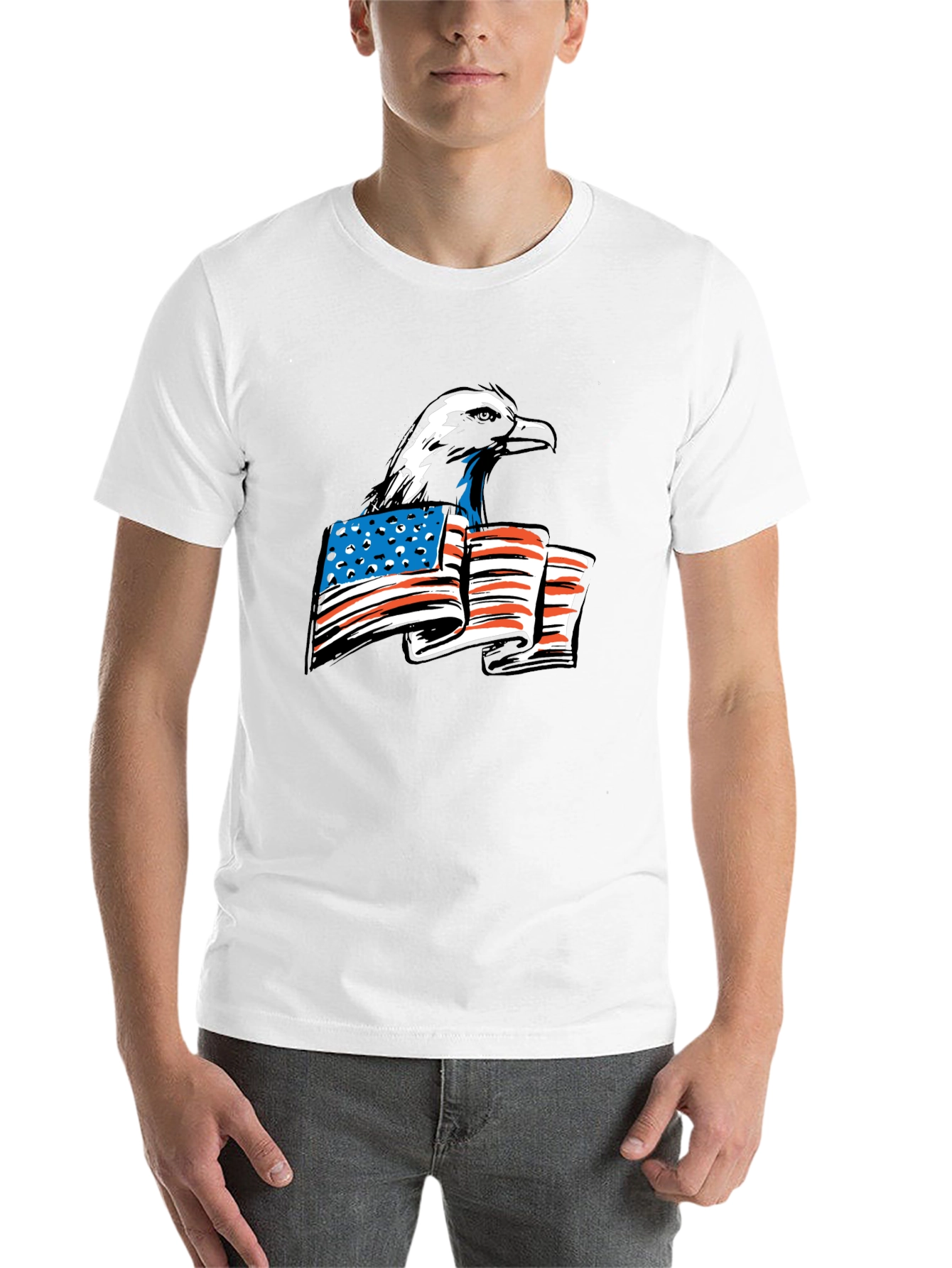 Black Bald Eagle American Flag Graphic Tee view 14