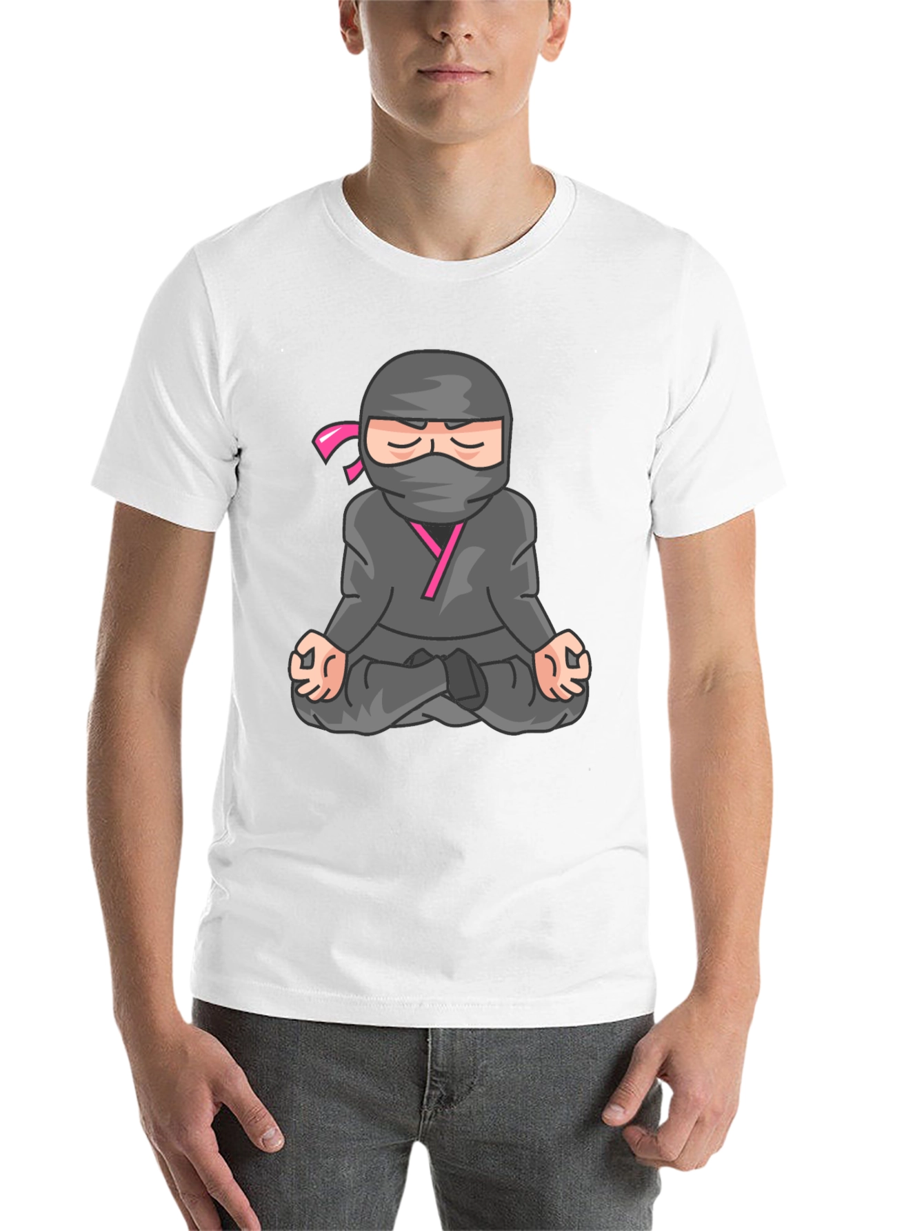 Black Meditating Ninja Graphic Tee - Black T-Shirt view 14