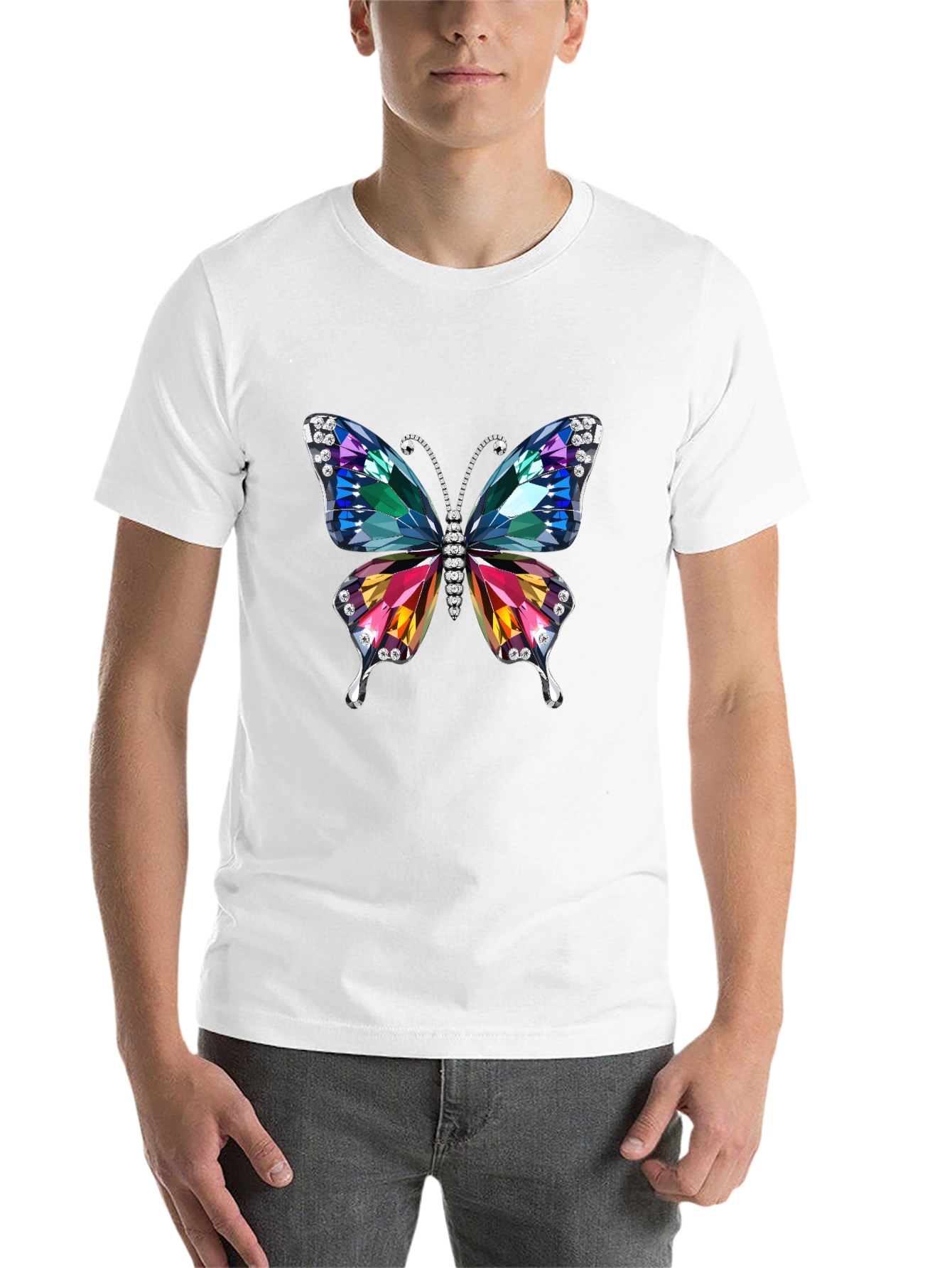 Black Butterfly Jewel Graphic Black T-Shirt view 14