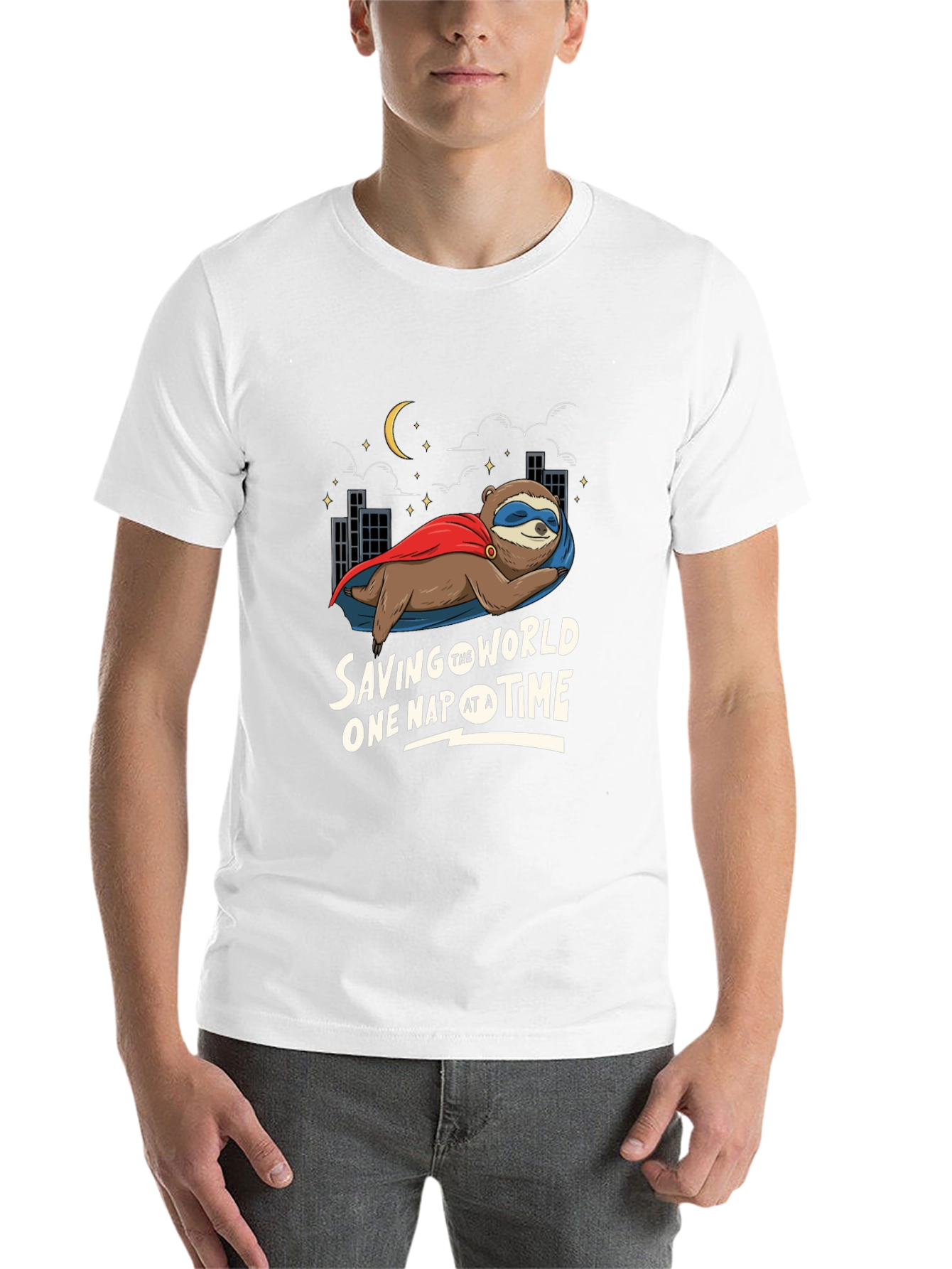 Black Saving The World One Nap At A Time Sloth T-Shirt view 14