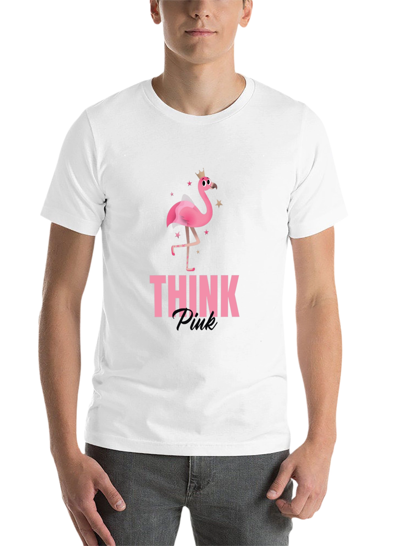 Black Think Pink Flamingo Graphic Tee - Black view 14