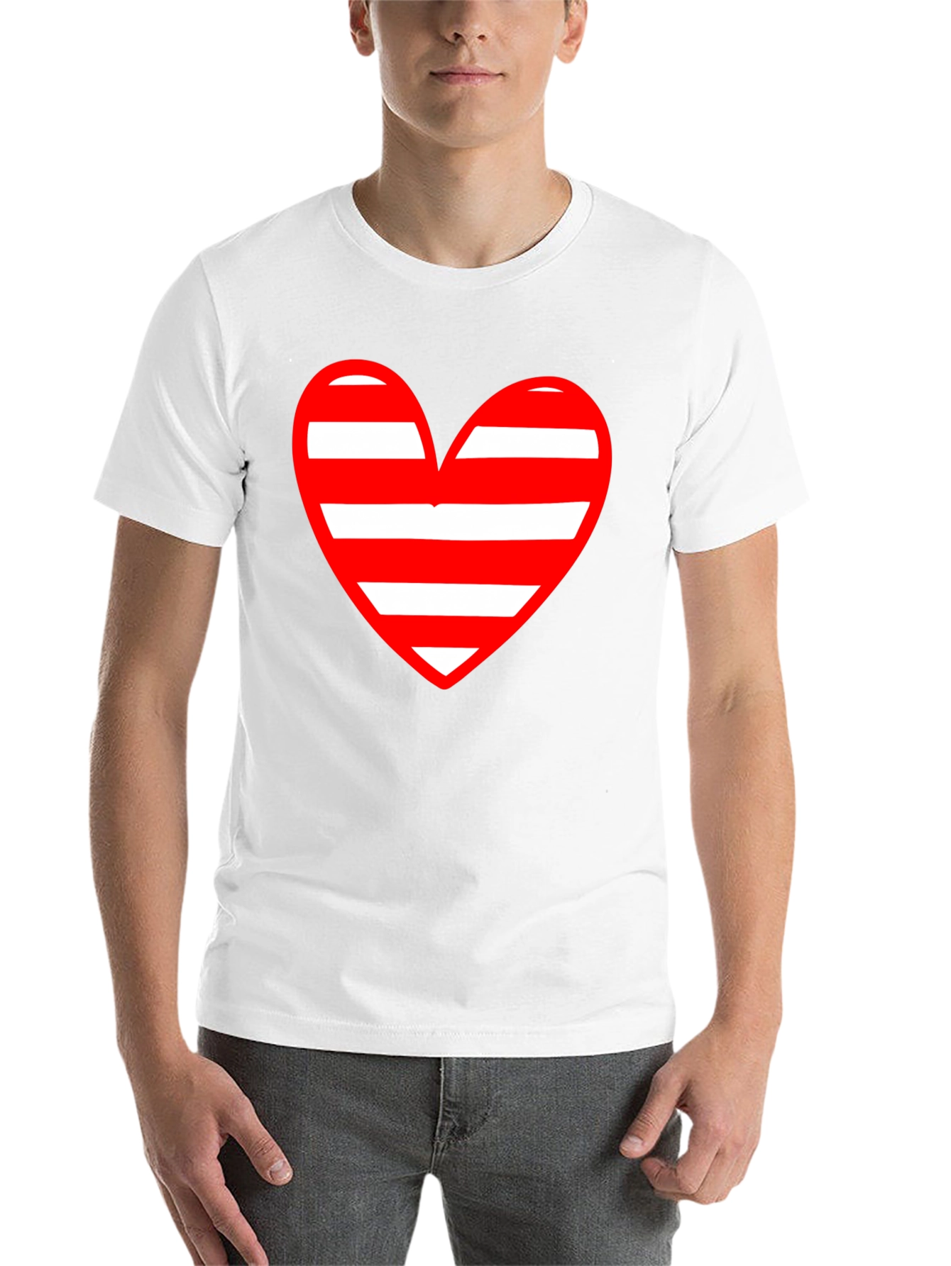 Black Striped Heart Graphic Black T-Shirt view 14