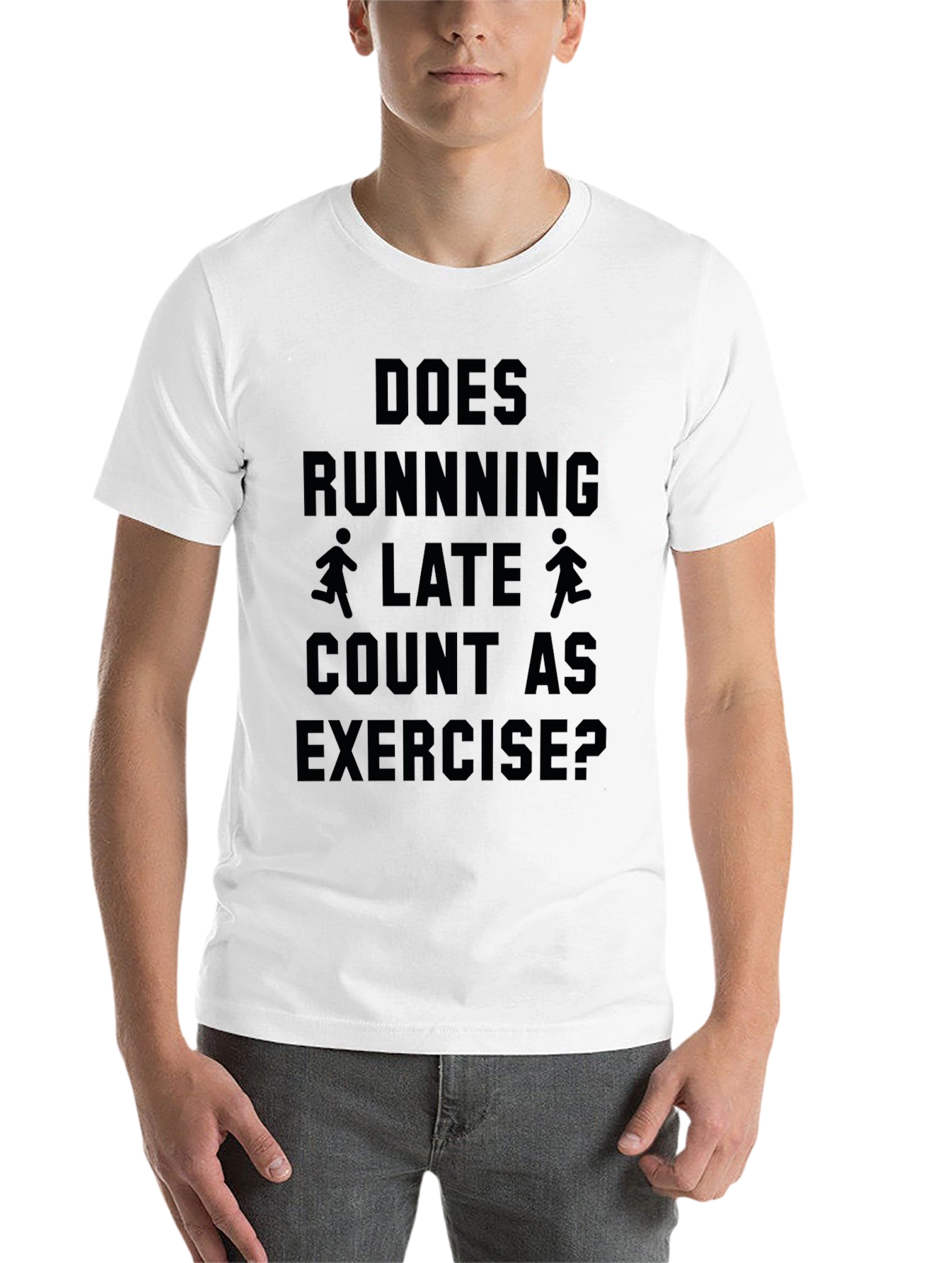 Black Funny Running Late Exercise T-Shirt view 14