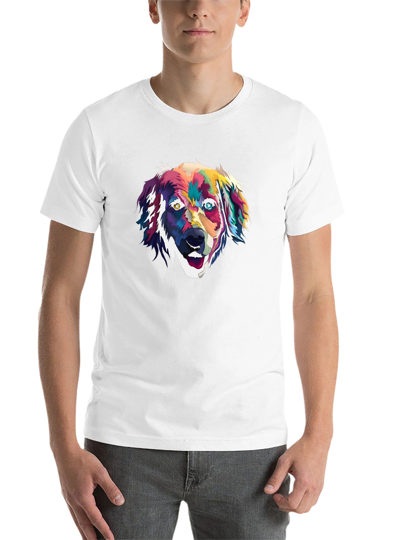 Black Colorful Dog Portrait Graphic Tee - Black view 14