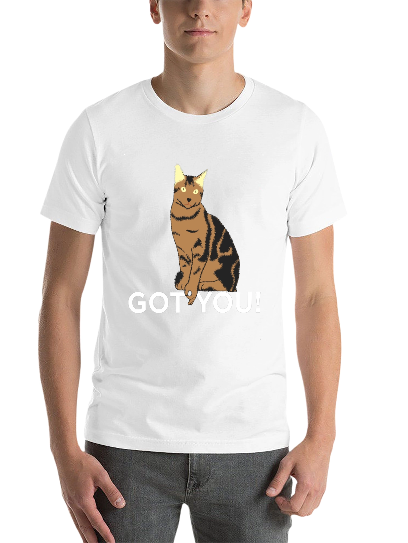 Black Got You! Cat Graphic T-Shirt - Unisex Black Tee view 14