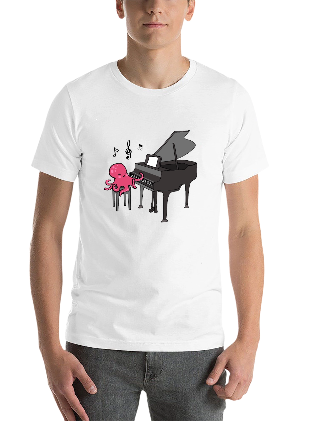 Black Octopus Pianist T-Shirt - Musical Ocean Tee view 14