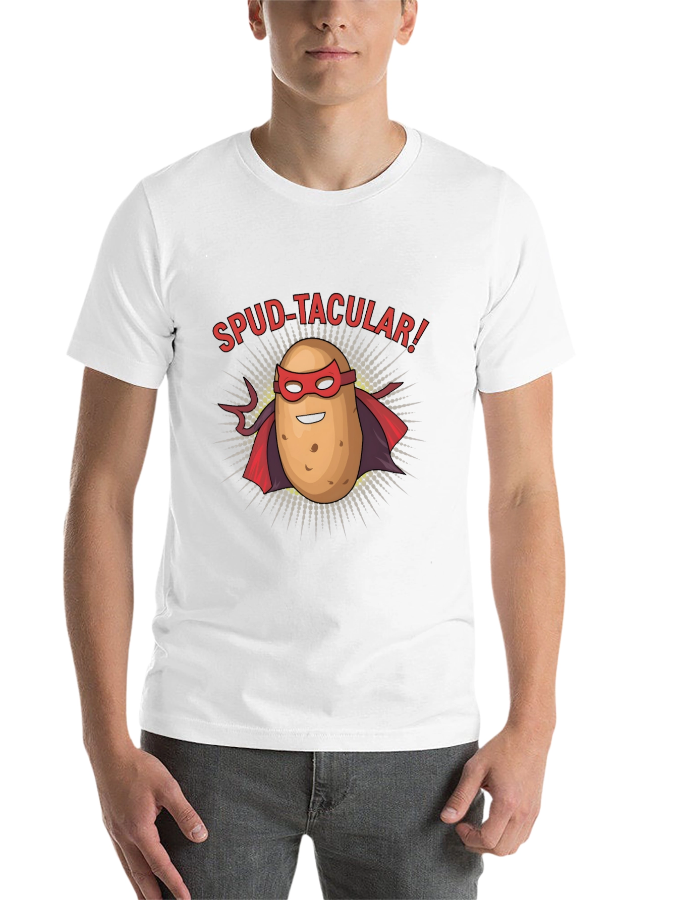 Black Spud-tacular Potato Superhero Black T-Shirt view 14