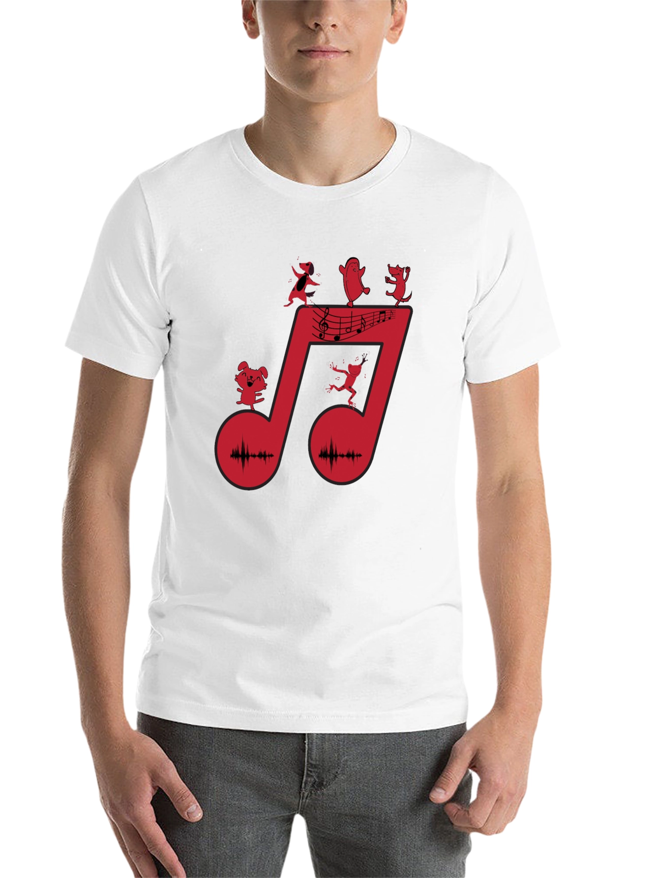 Musical Note Graphic Tee - Black Cotton T-Shirt - 14