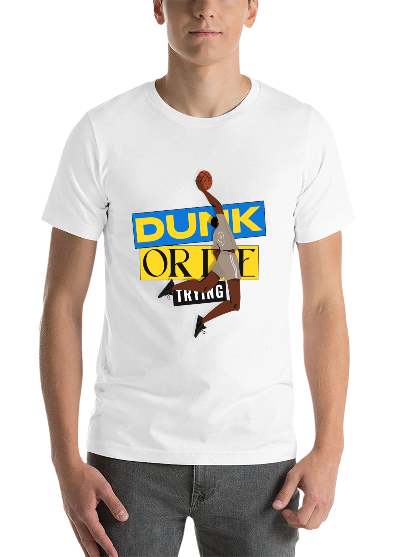 Dunk Or Die Trying Men's Black Graphic Tee - 14