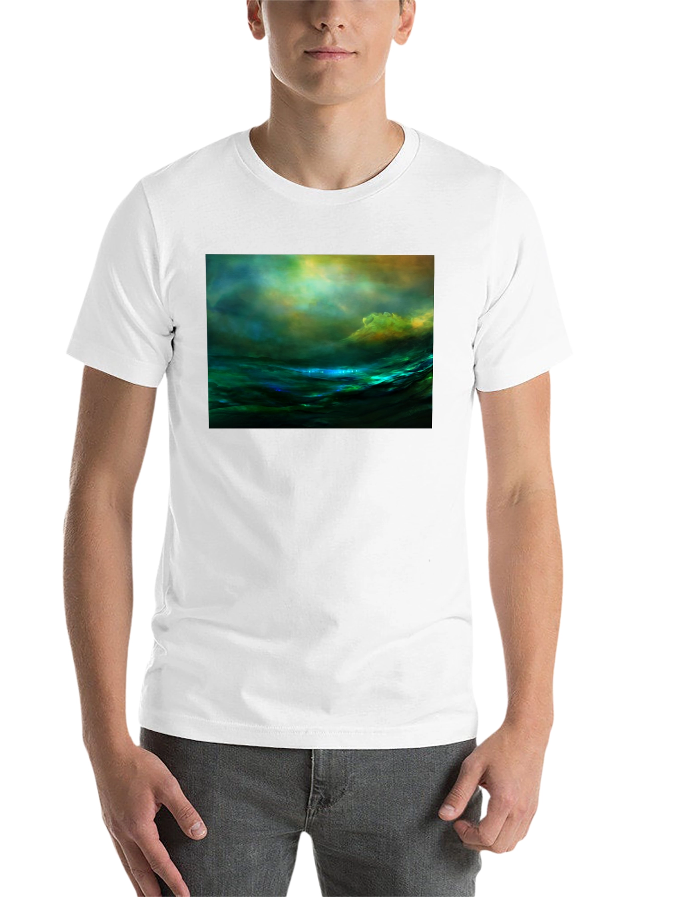 Black Ocean Wave Art T-Shirt view 14