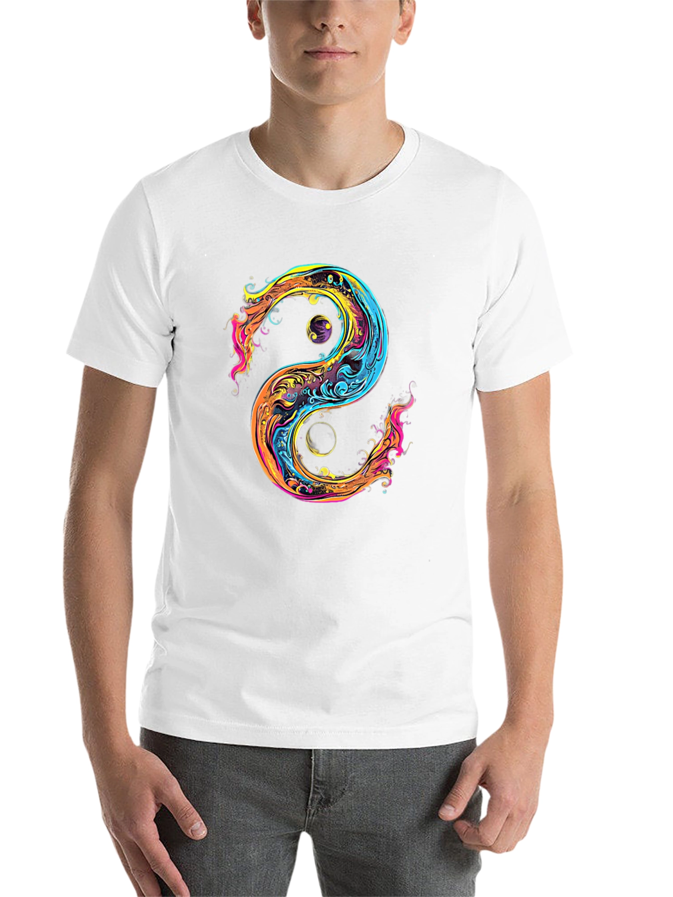 Black Yin Yang Graphic Black T-Shirt view 14