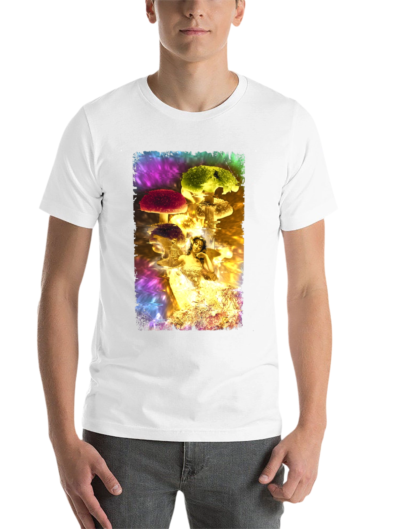 Black Fantasy Mushroom Fairy Graphic T-Shirt view 14