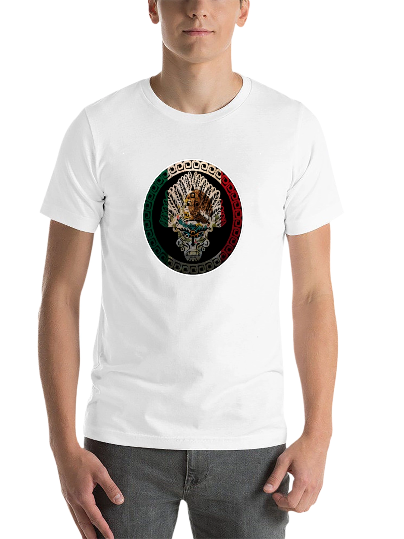 Black Aztec Skull Graphic T-Shirt - Men's Black Tee view 14