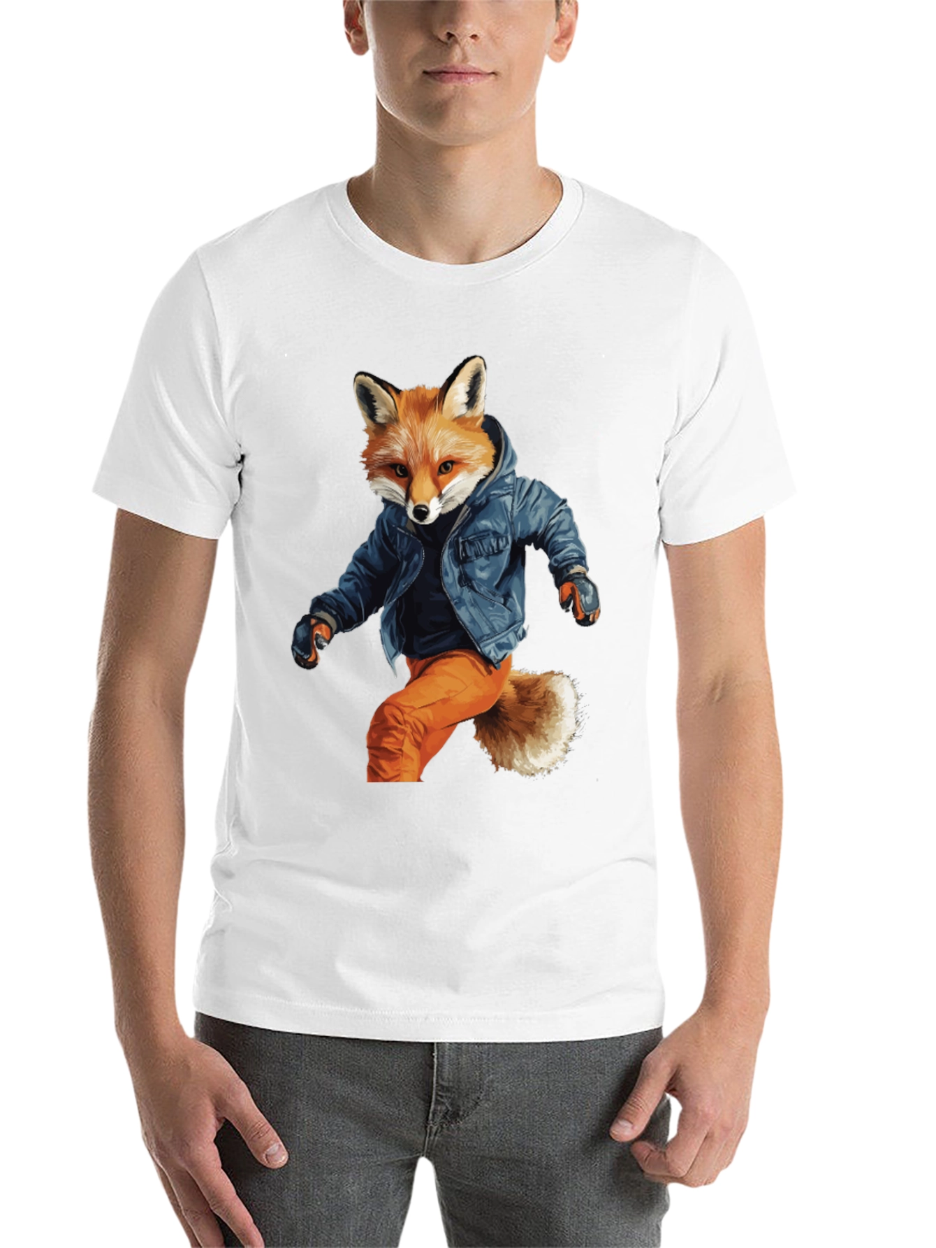 Black Stylish Fox Graphic T-Shirt view 14