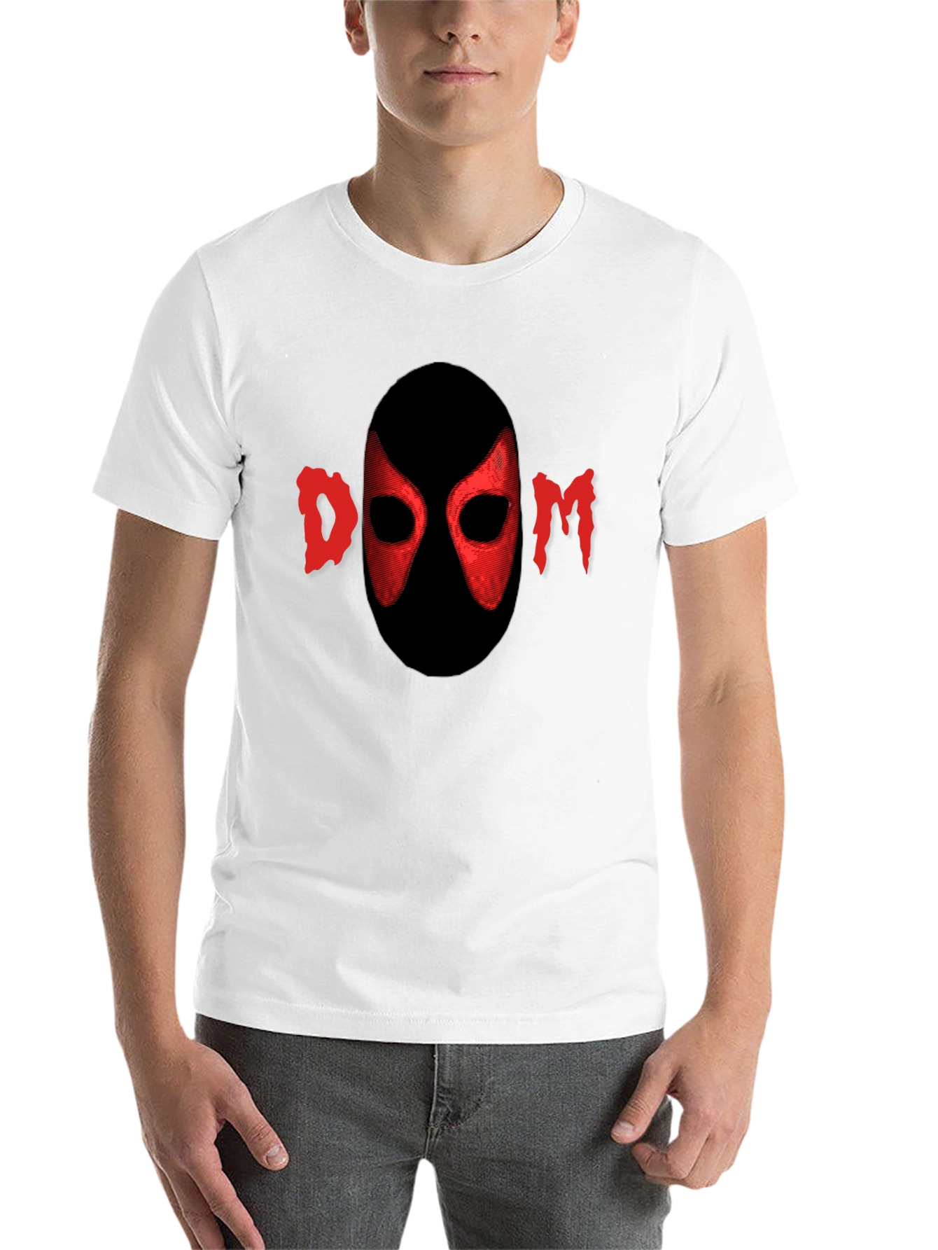 Black Red DOOM Mask Graphic Black T-Shirt view 14