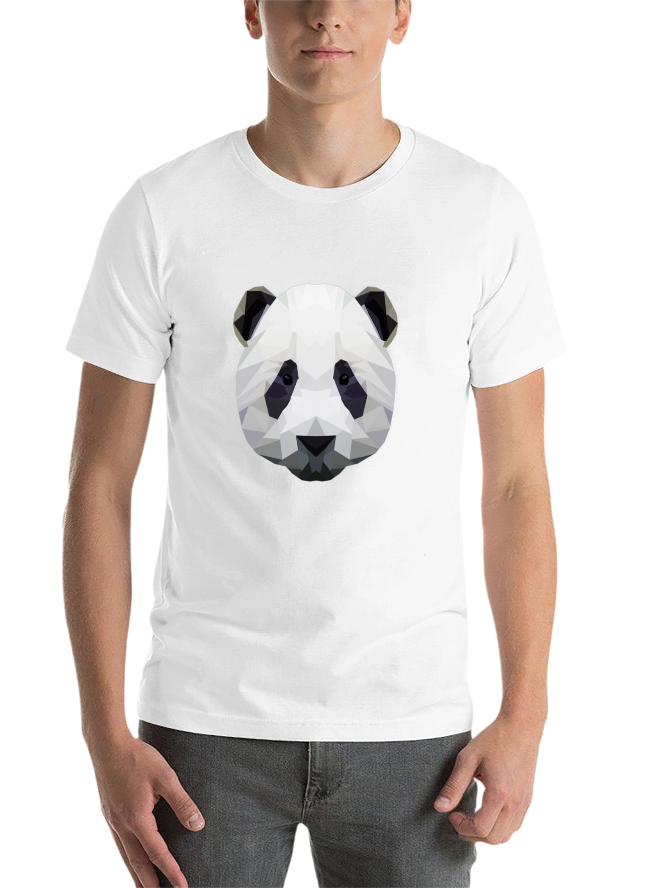 Geometric Panda Graphic T-Shirt - Black - 14