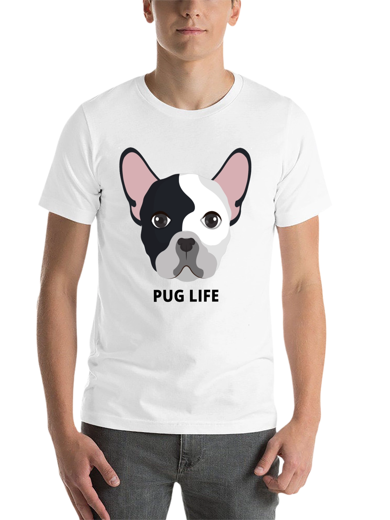 Black Pug Life Graphic Tee - Black Cotton T-Shirt view 14