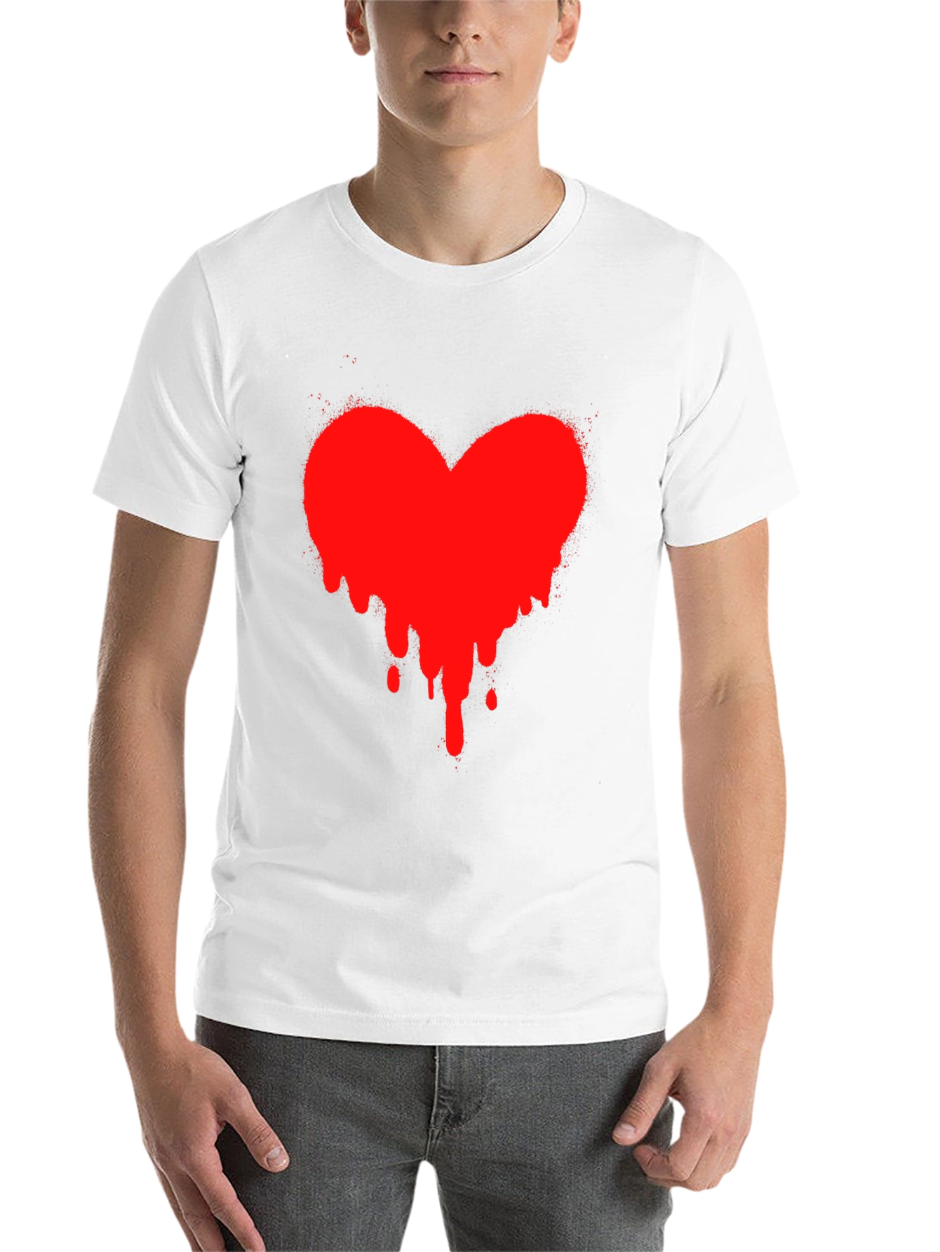 Black Heart Drip Black T-Shirt - Express Your Love! view 14