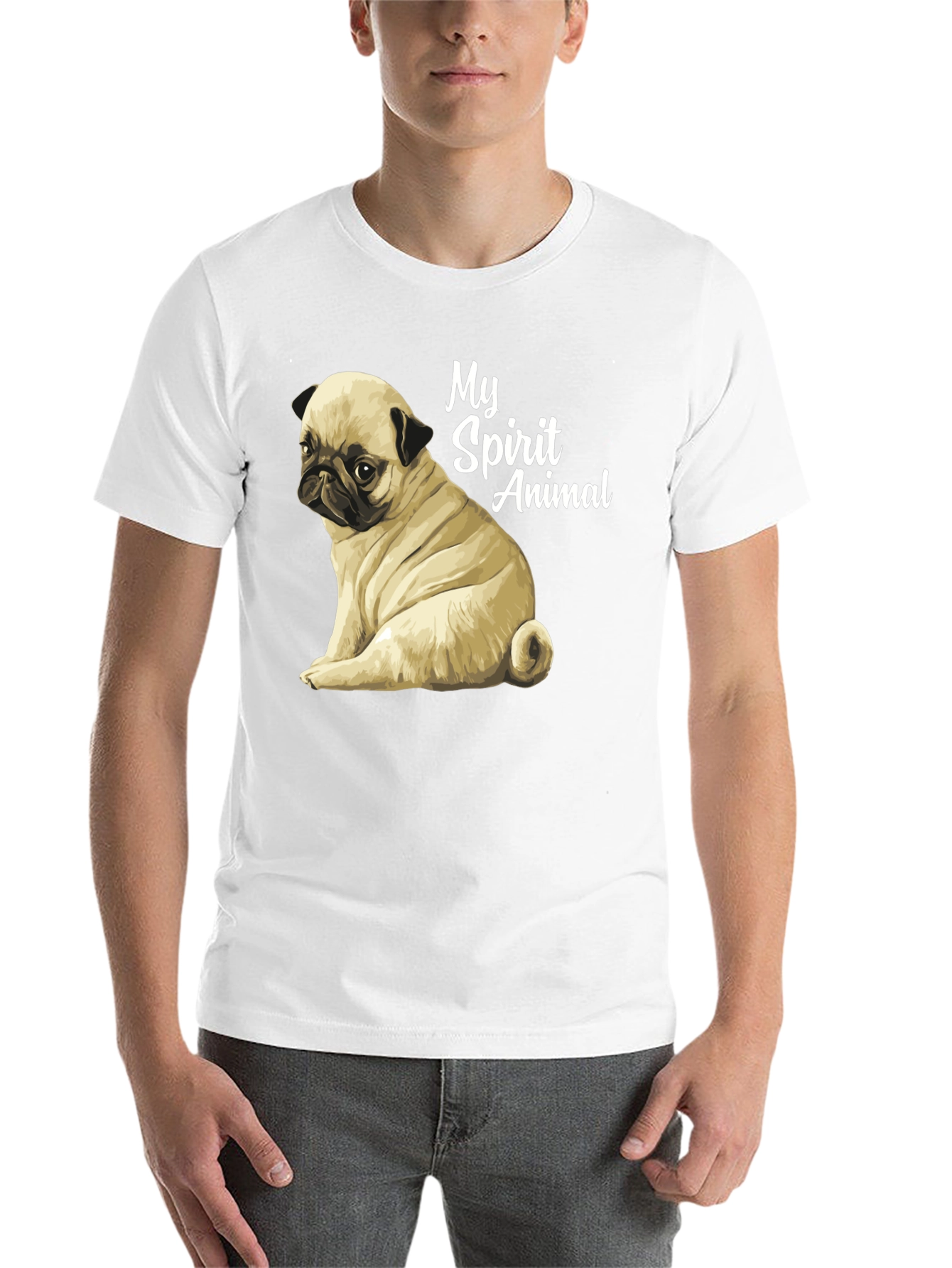 Black Pug Spirit Animal Black T-Shirt view 14