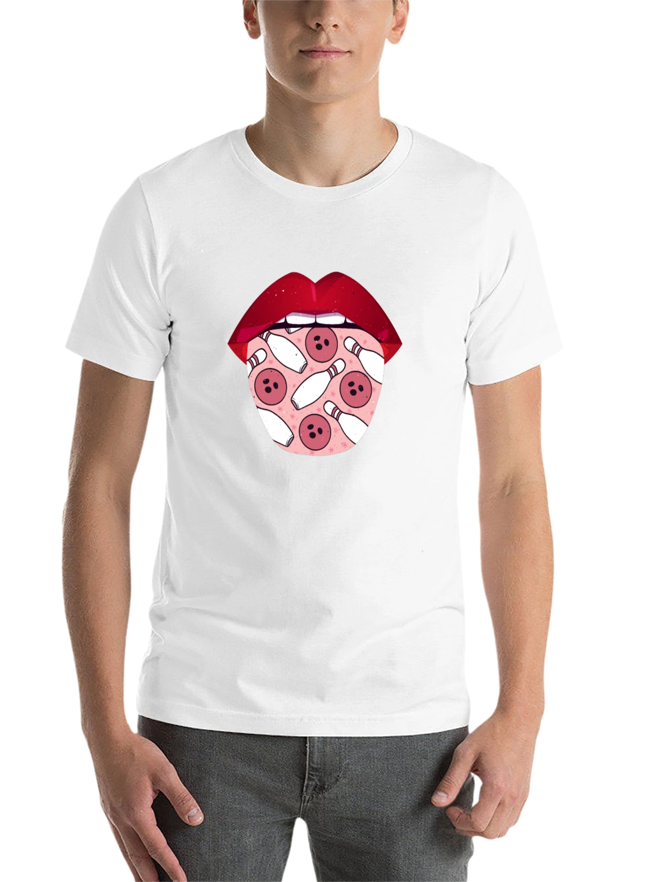 Black Bowling Lips Graphic Tee - Unique Design view 14