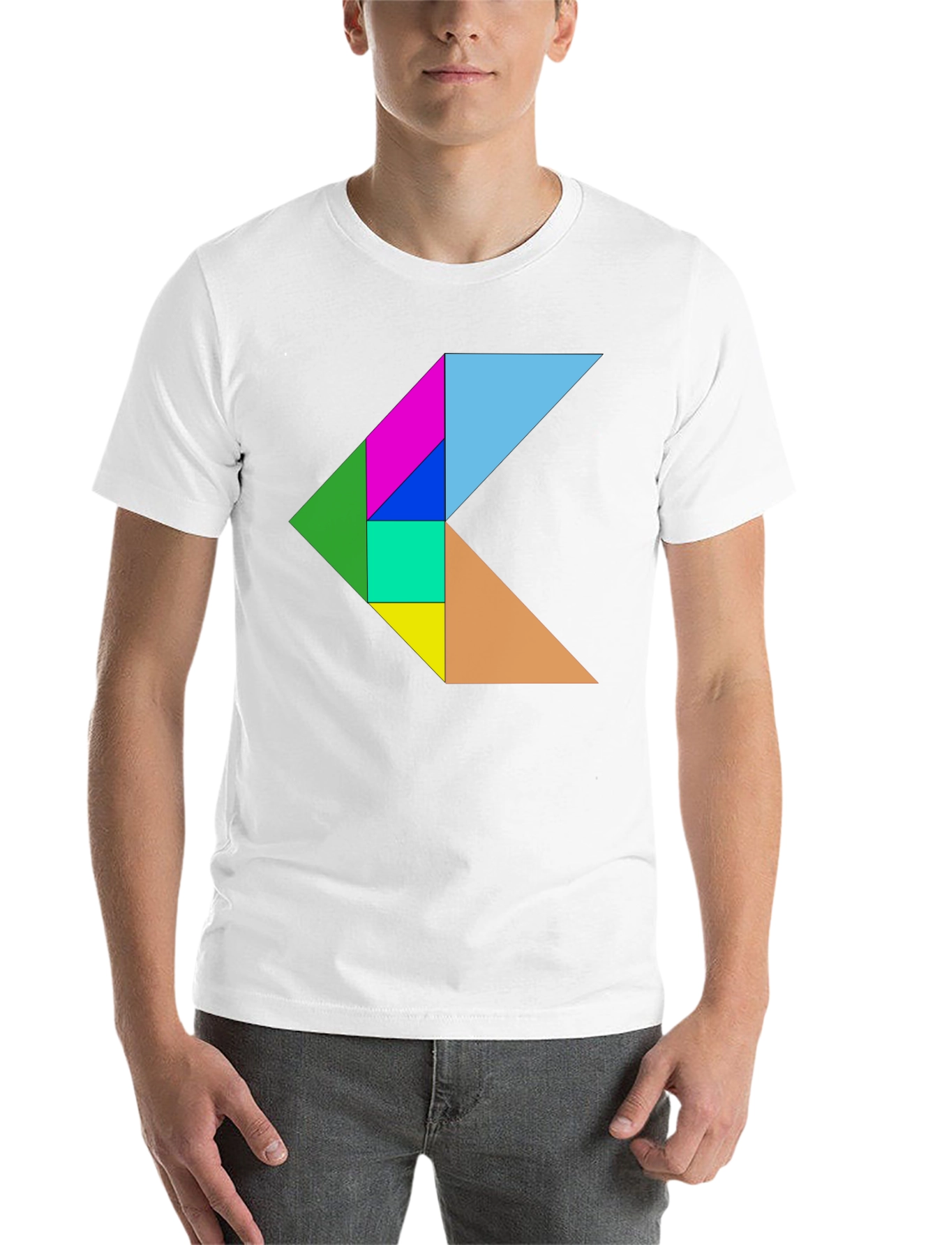 Black Geometric Puzzle Design Black T-Shirt view 14