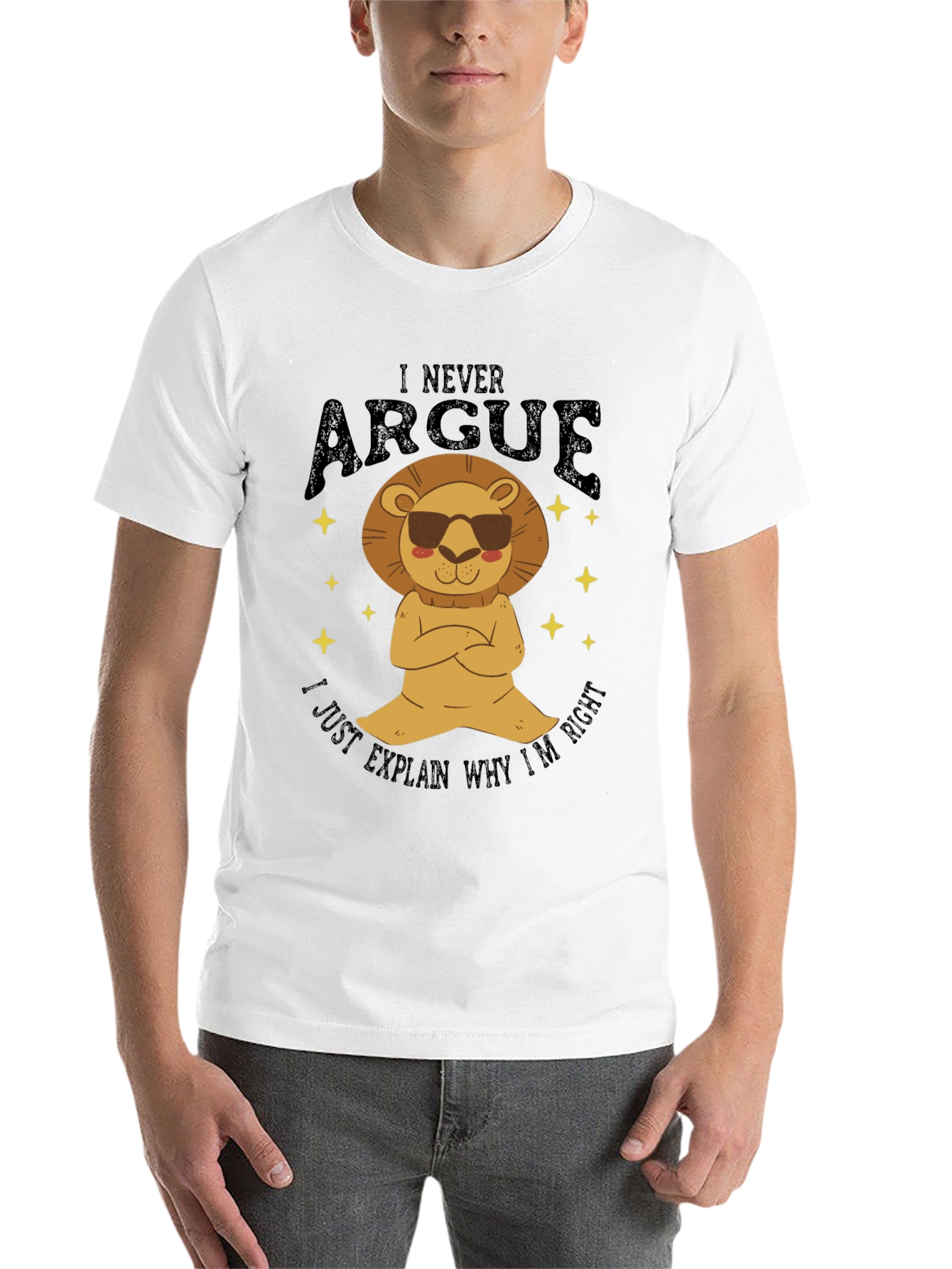 Black I Never Argue Lion Graphic T-Shirt - Funny Men's Tee view 14