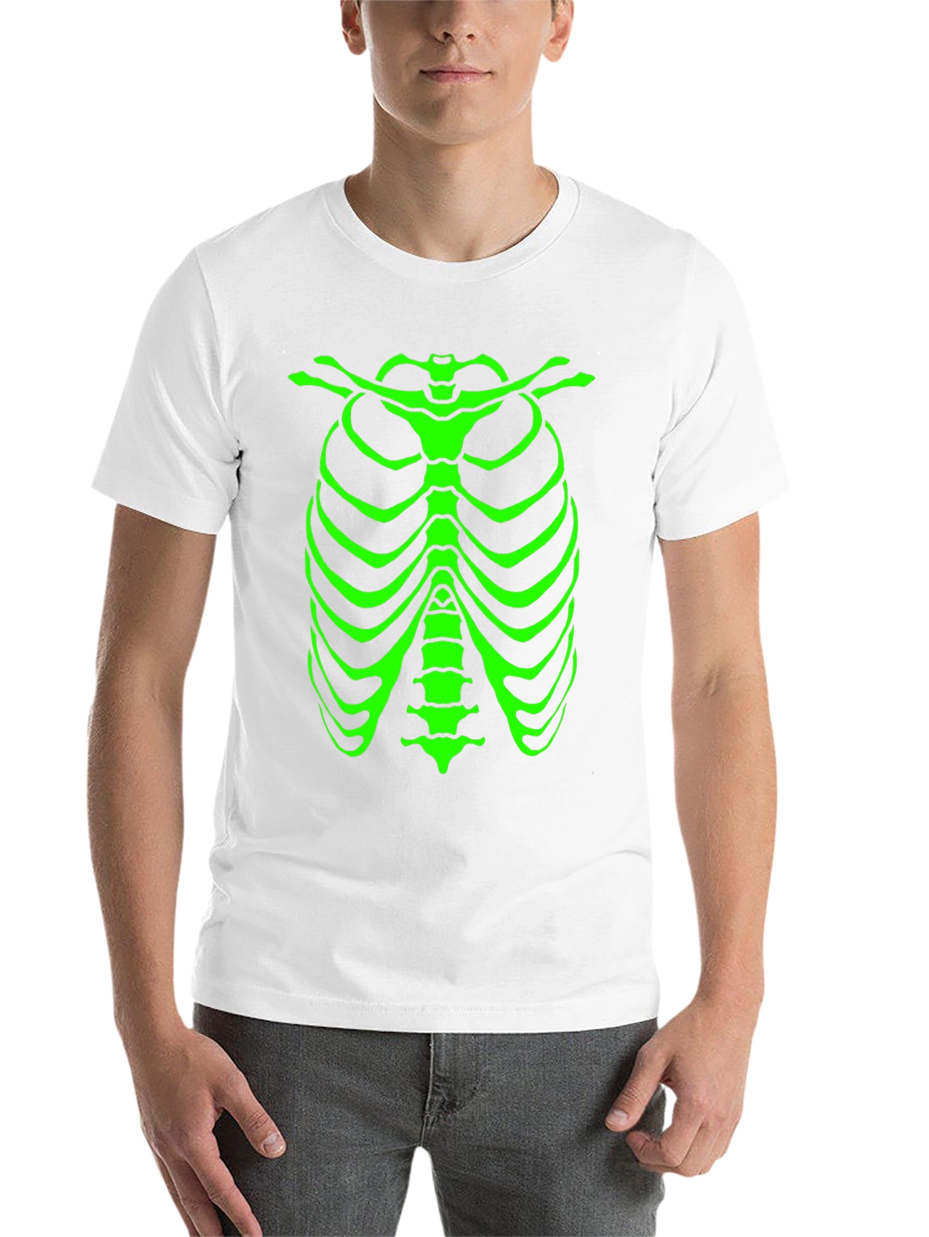 Black Glow Skeleton Rib Cage Graphic Tee view 14