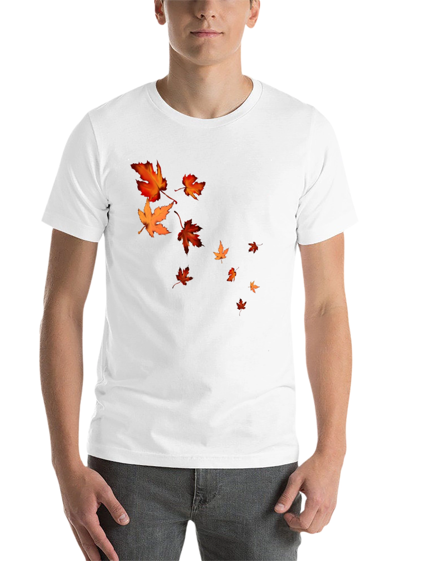 Black Fall Leaves Graphic Black T-Shirt view 14