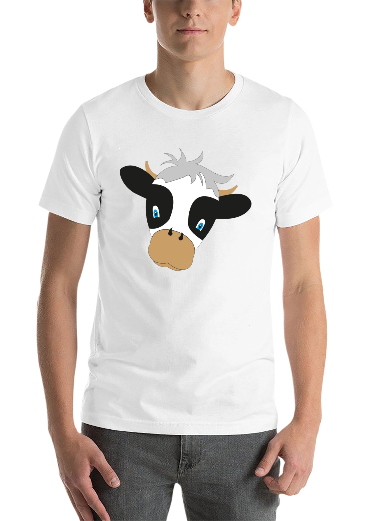 Black Cartoon Cow Graphic Black T-Shirt view 14