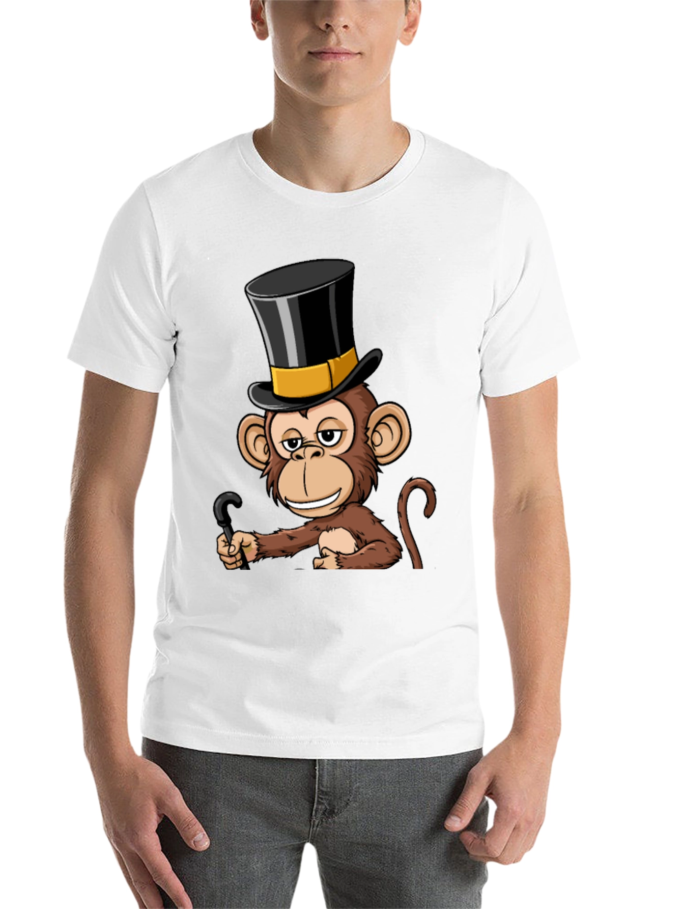 Black Monkey Top Hat T-Shirt - Stylish & Humorous Design view 14
