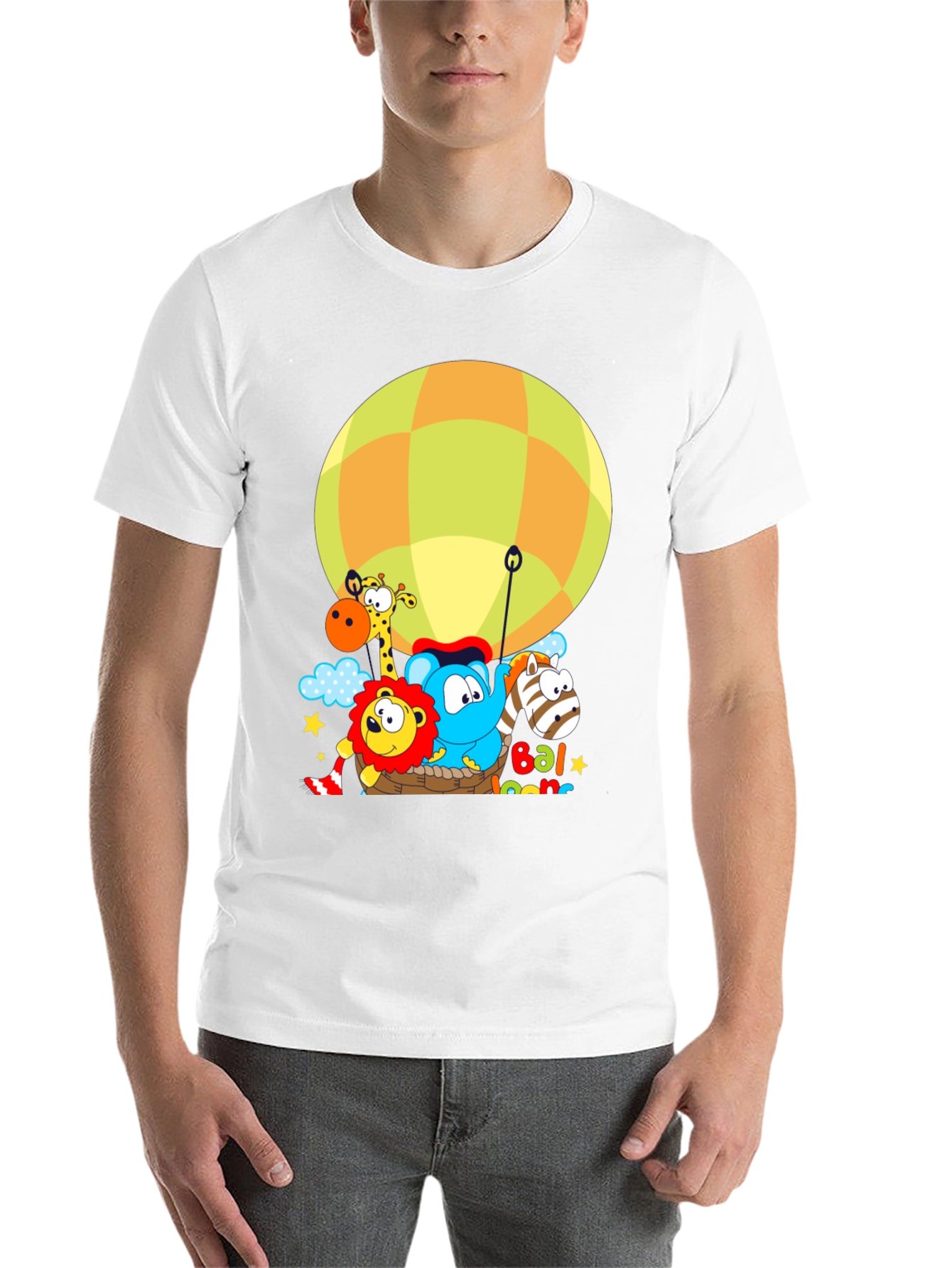 Black Cartoon Animal Balloon Ride Graphic T-Shirt view 14