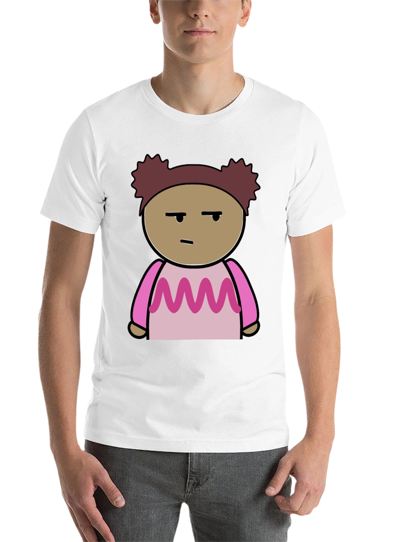 Black Cartoon Character Graphic Tee - Black Unisex T-Shirt view 14